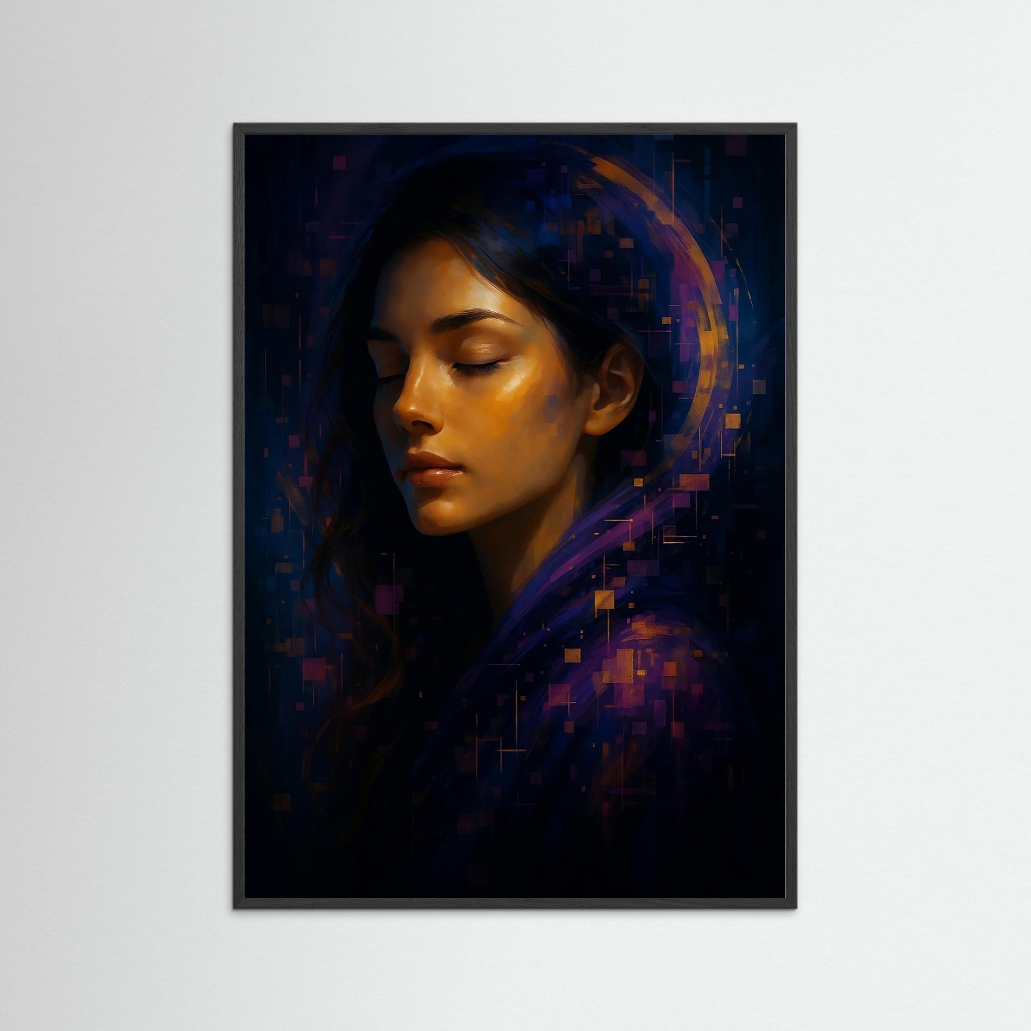 Pixel Dreams als Kunstwerk mit schwarzem Echtholzrahmen