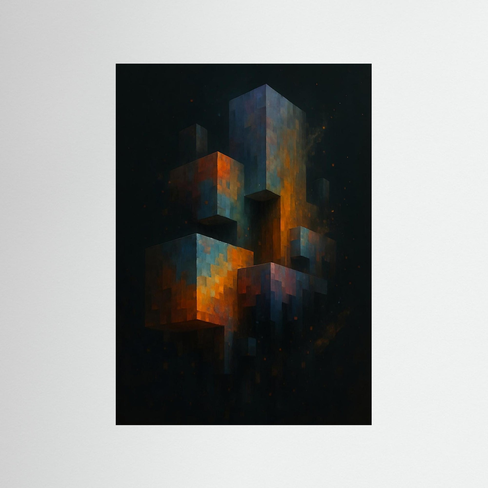 Pixel Monoliths als rahmenlose Wandkunst