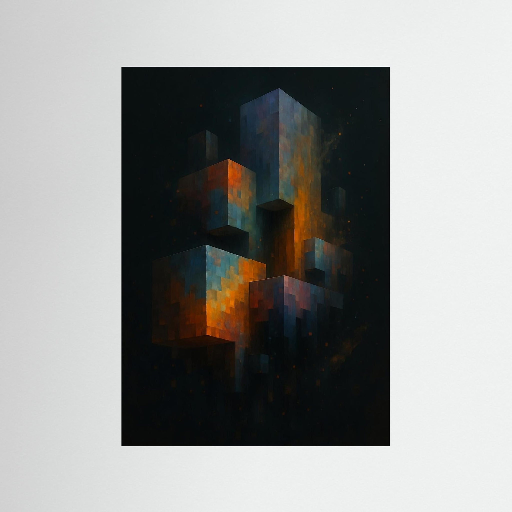 Pixel Monoliths als rahmenlose Wandkunst