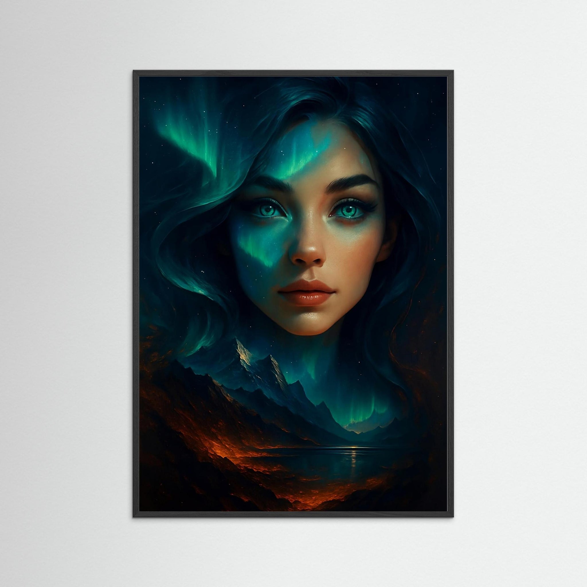 Polar Dream als Kunstwerk mit schwarzem Echtholzrahmen