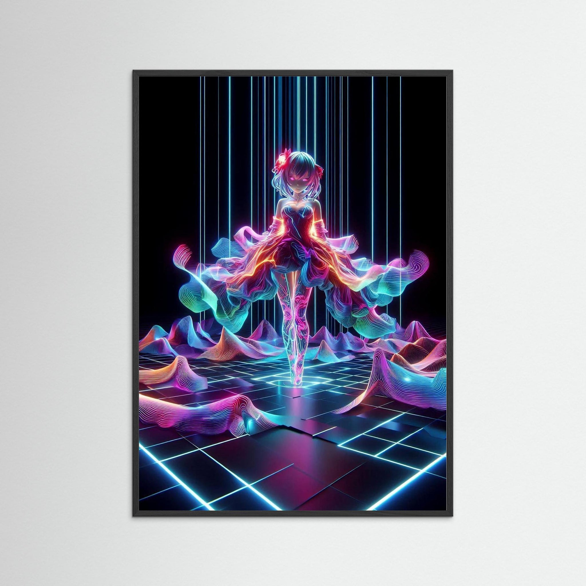 Pulsewave Princess als Kunstwerk mit schwarzem Echtholzrahmen