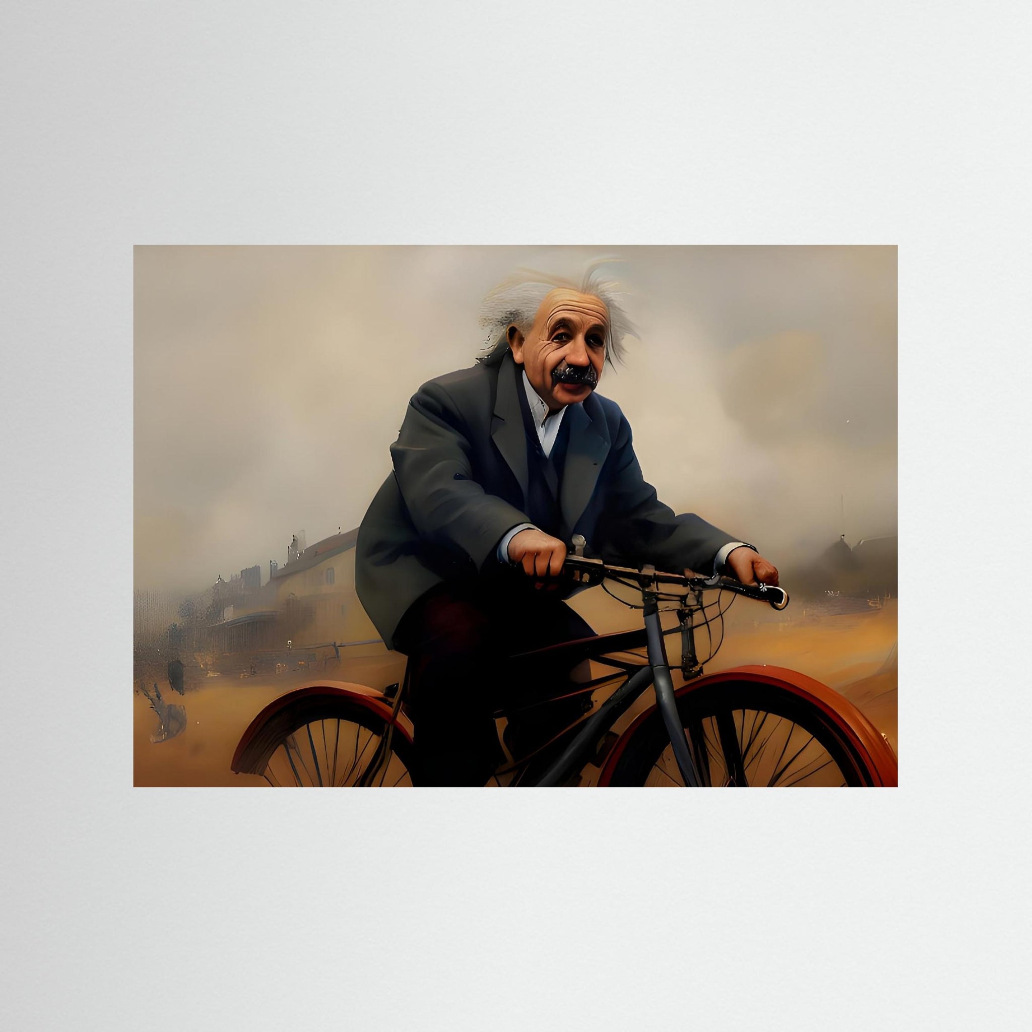 Einstein on Bike – AI Art (Print)