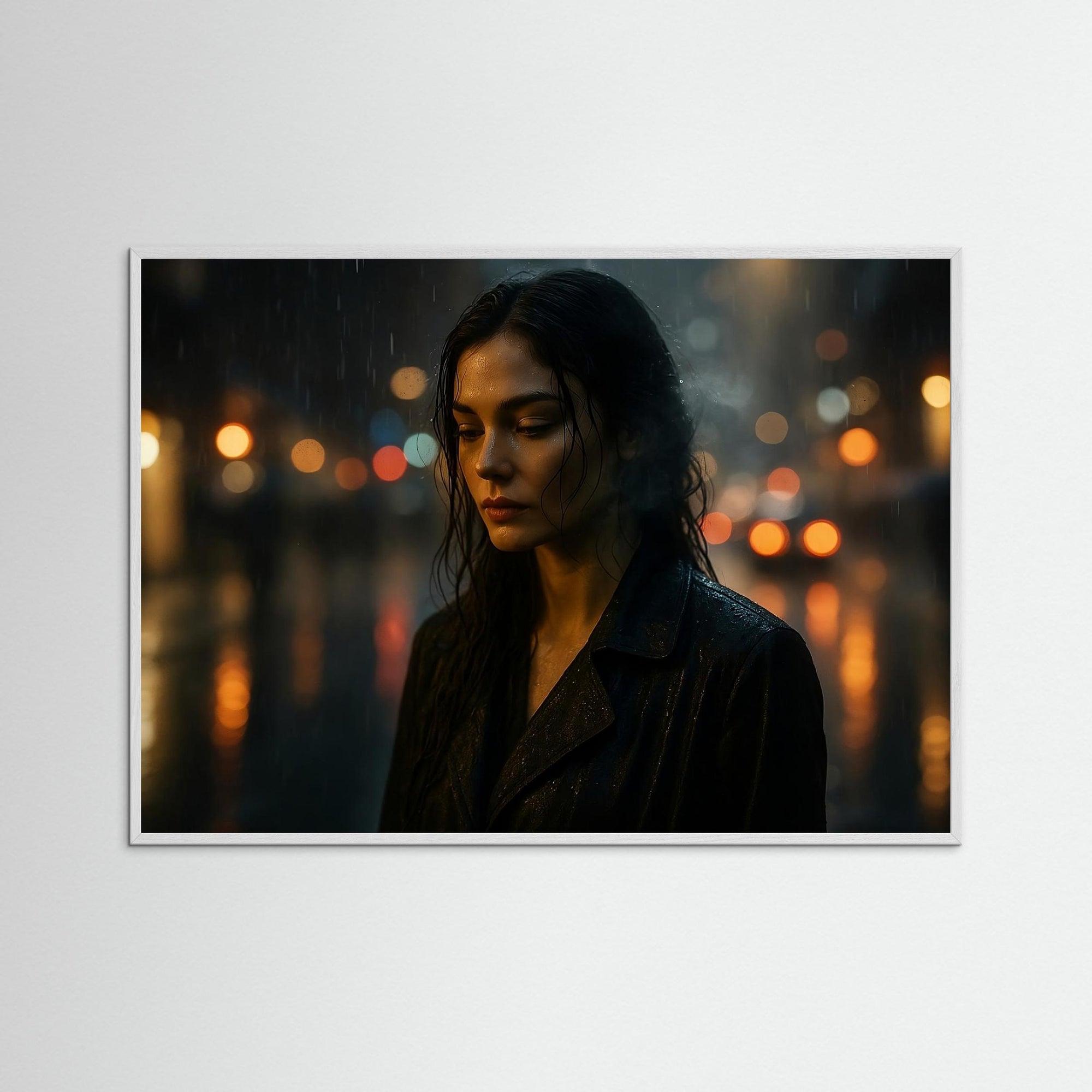 Rainlit Reflections als Kunstmotiv mit weißem Echtholzrahmen
