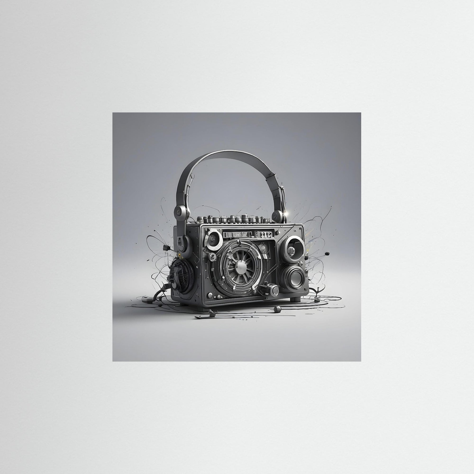 Retro Sound Machine als rahmenlose Wandkunst