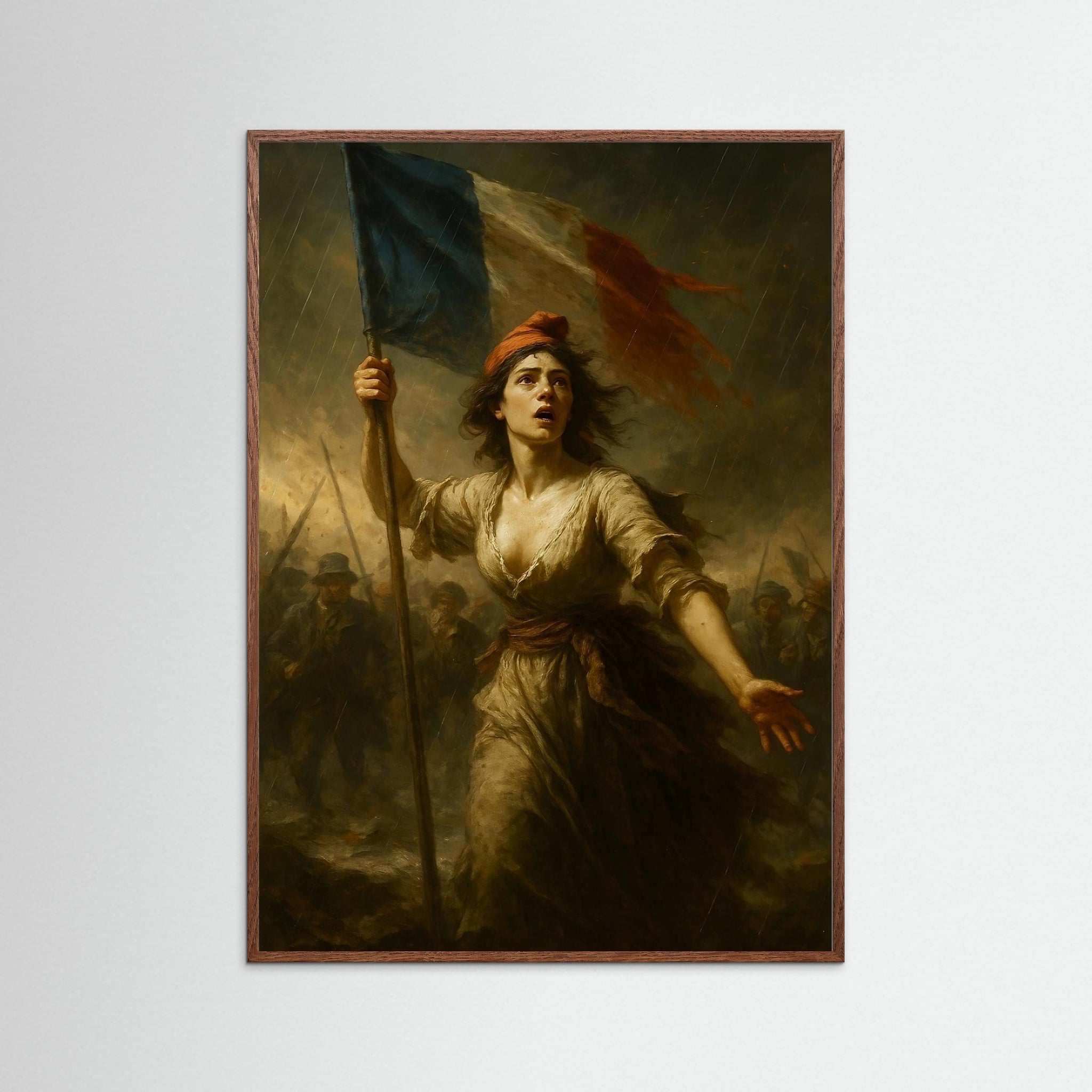 Revolution Flame als Kunstmotiv mit Echtholzrahmen in Dunkler Eiche