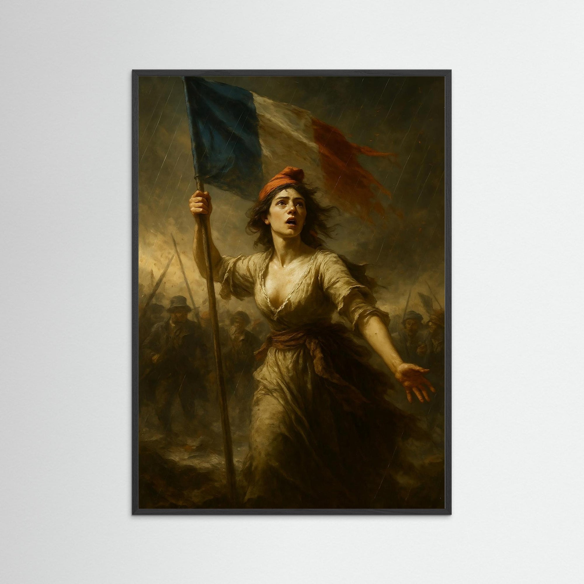 Revolution Flame als Kunstwerk mit schwarzem Echtholzrahmen