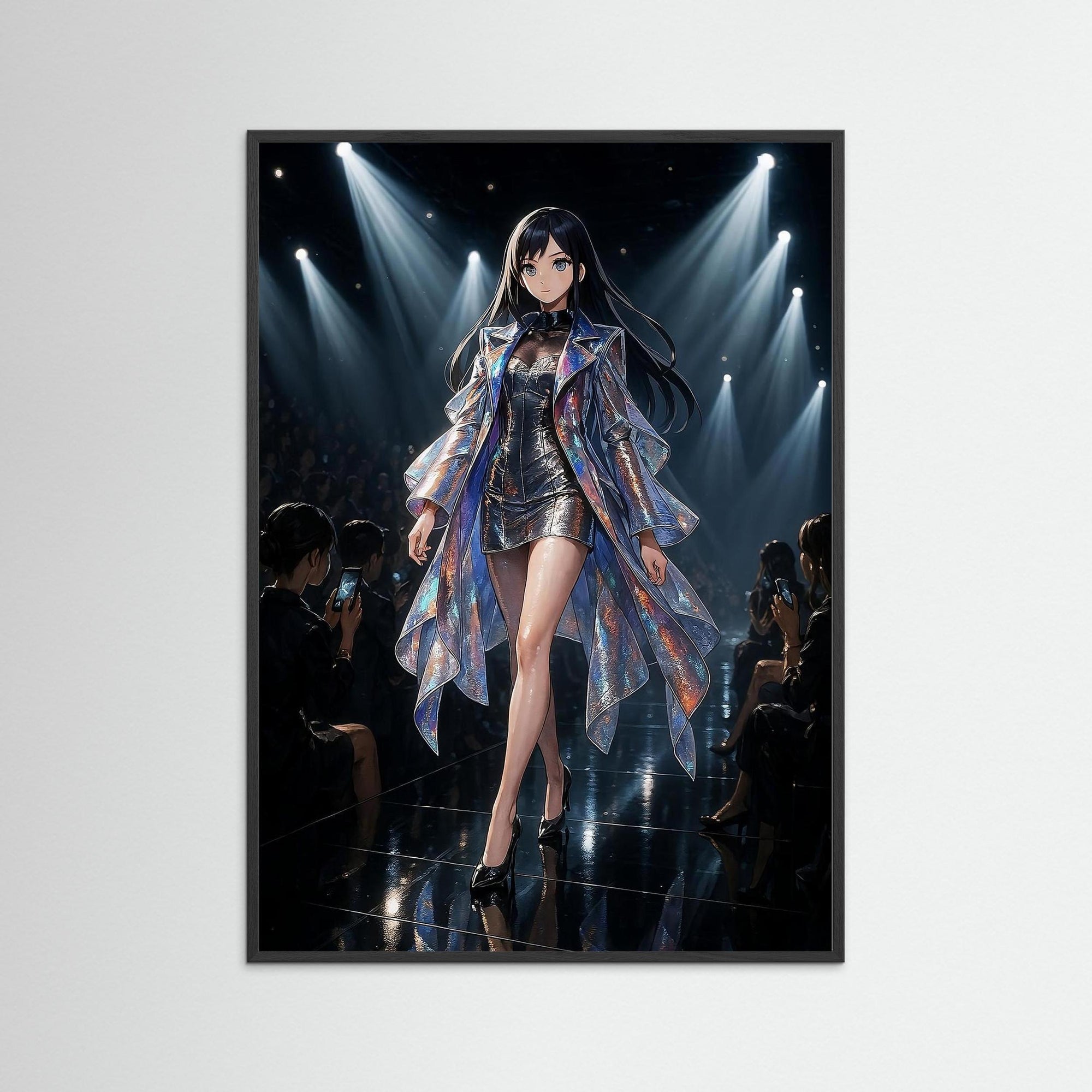 Runway Radiance als Kunstwerk mit schwarzem Echtholzrahmen
