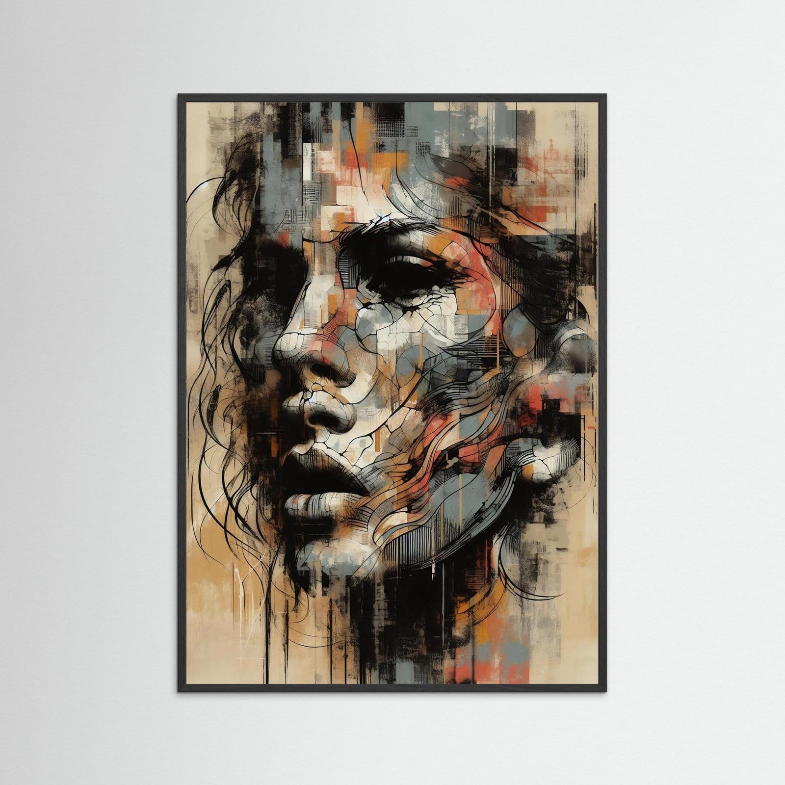 Rust & Reflection als Kunstwerk mit schwarzem Echtholzrahmen