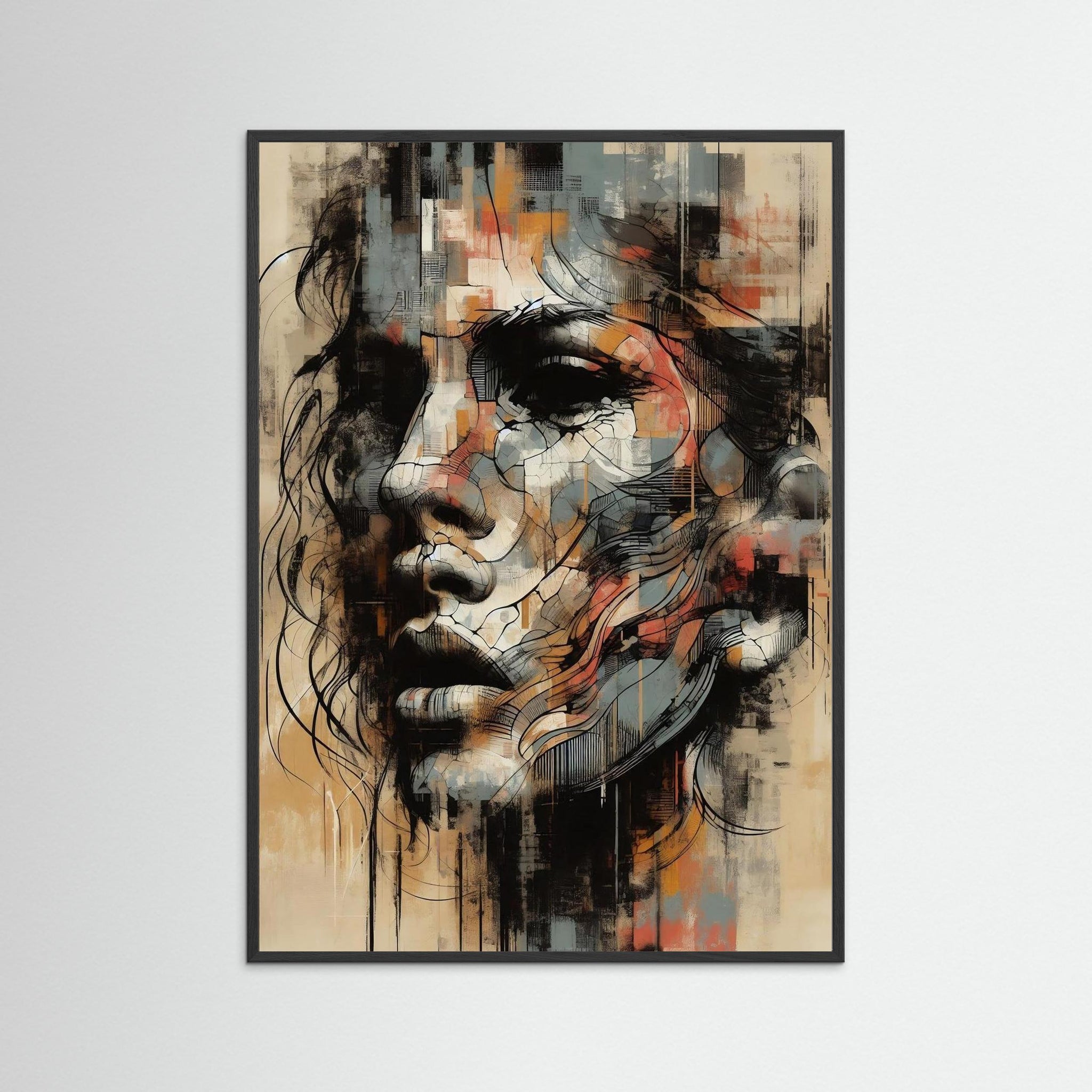 Rust & Reflection als Kunstwerk mit schwarzem Echtholzrahmen