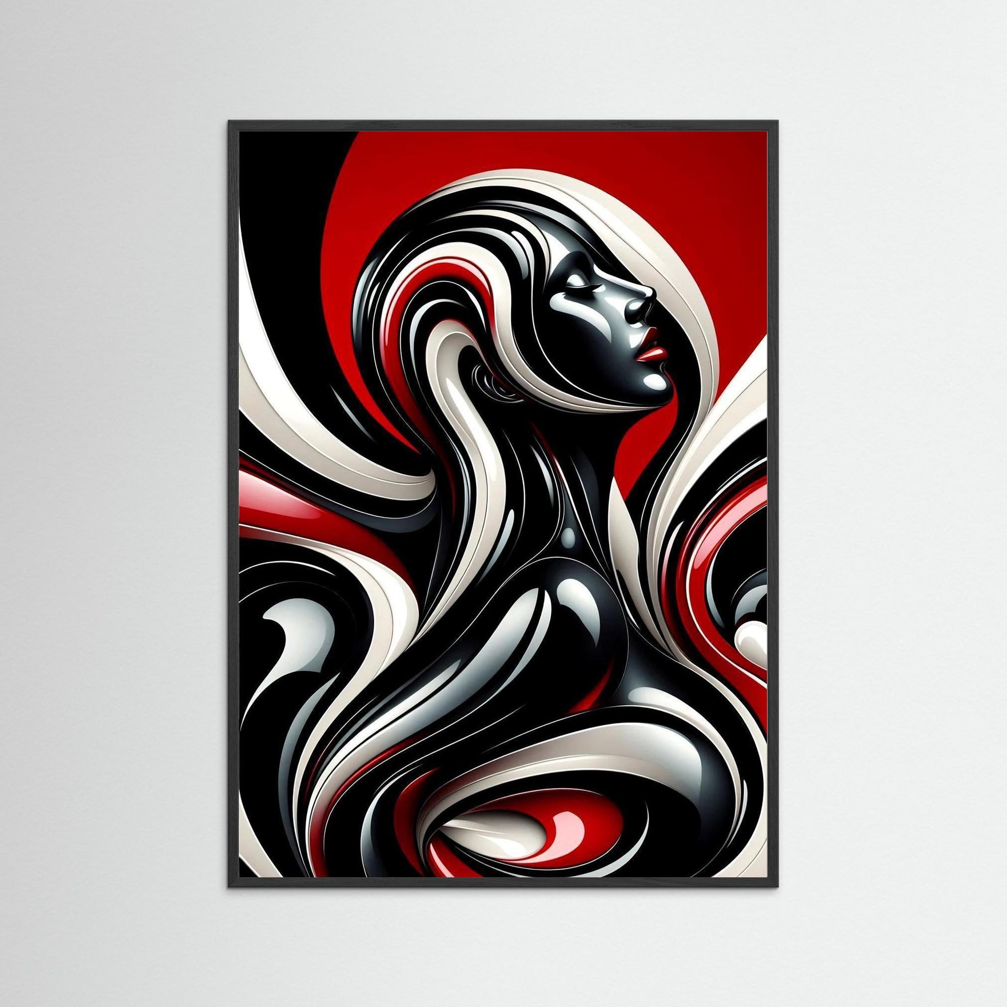 Scarlet Continuum als Kunstwerk mit schwarzem Echtholzrahmen