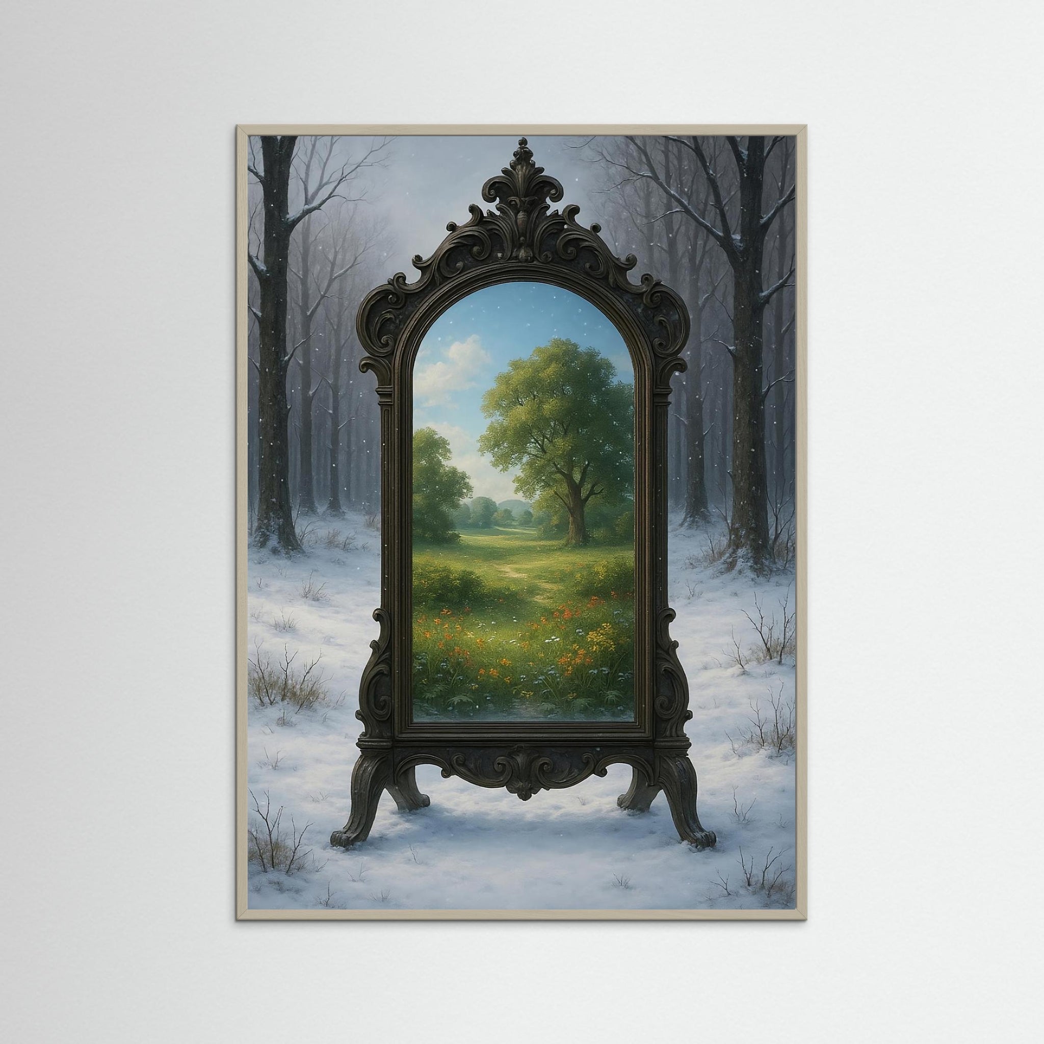 Seasons Beyond als Kunstwerk mit grauem Echtholzrahmen