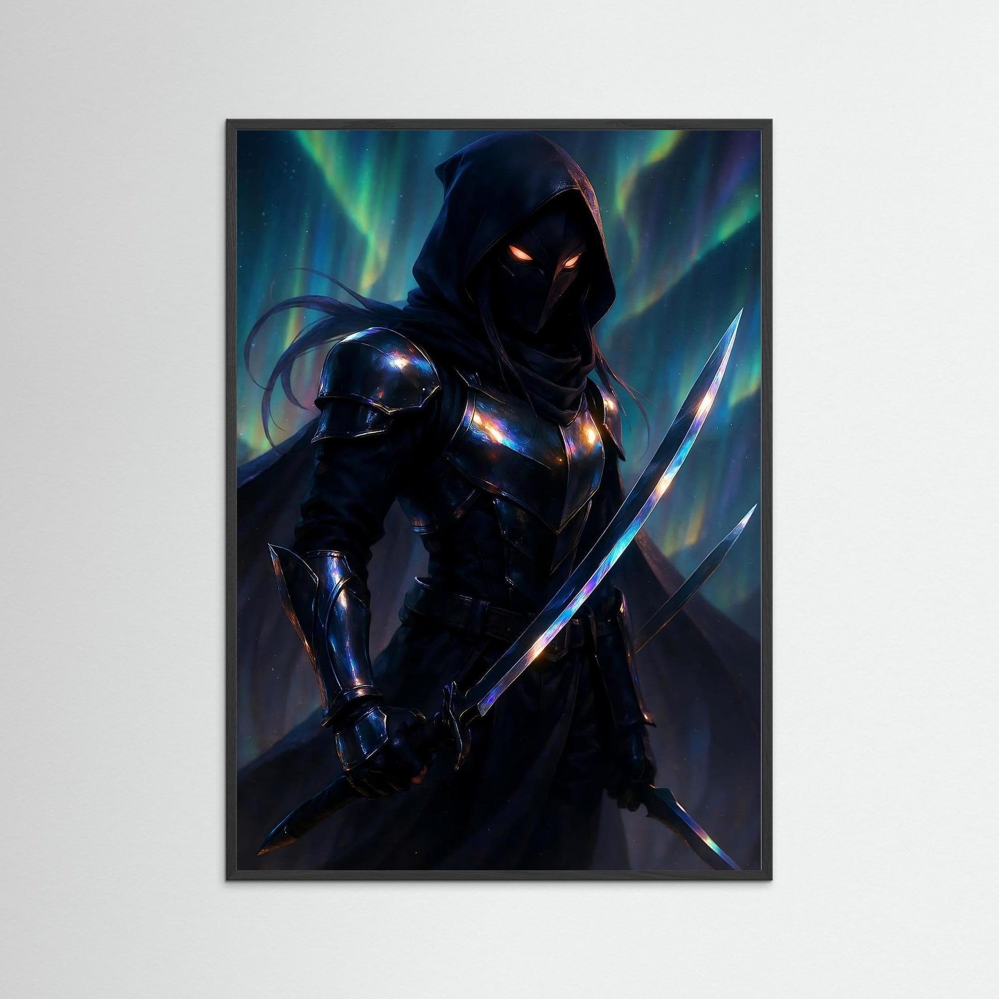 Shadowblade als Kunstwerk mit schwarzem Echtholzrahmen