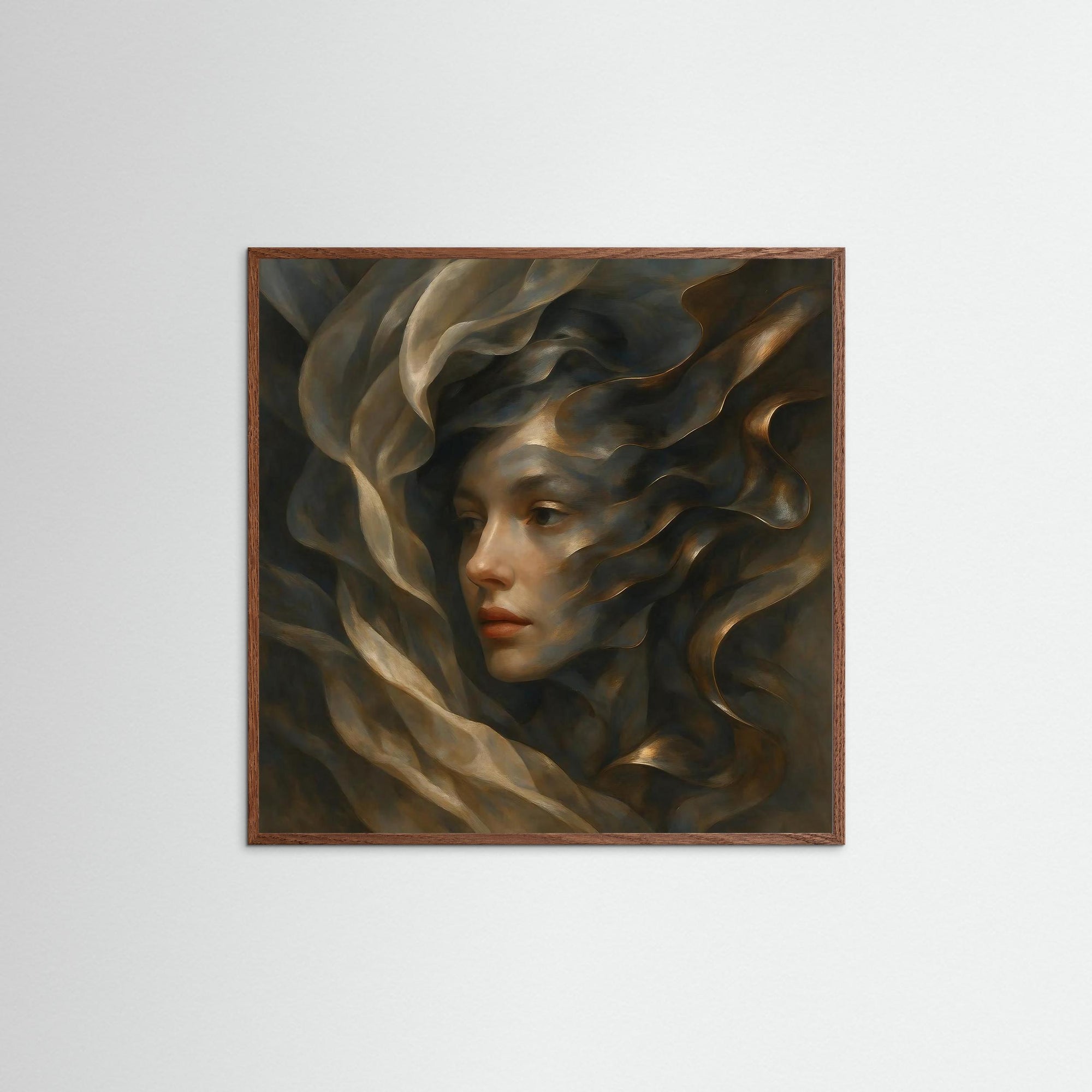 Silent Grace als Kunstmotiv mit Echtholzrahmen in Eiche Dunkel