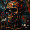 Bunter Schädel mit Schriftzügen – expressive AI Art im urbanen Street-Art-Stil
