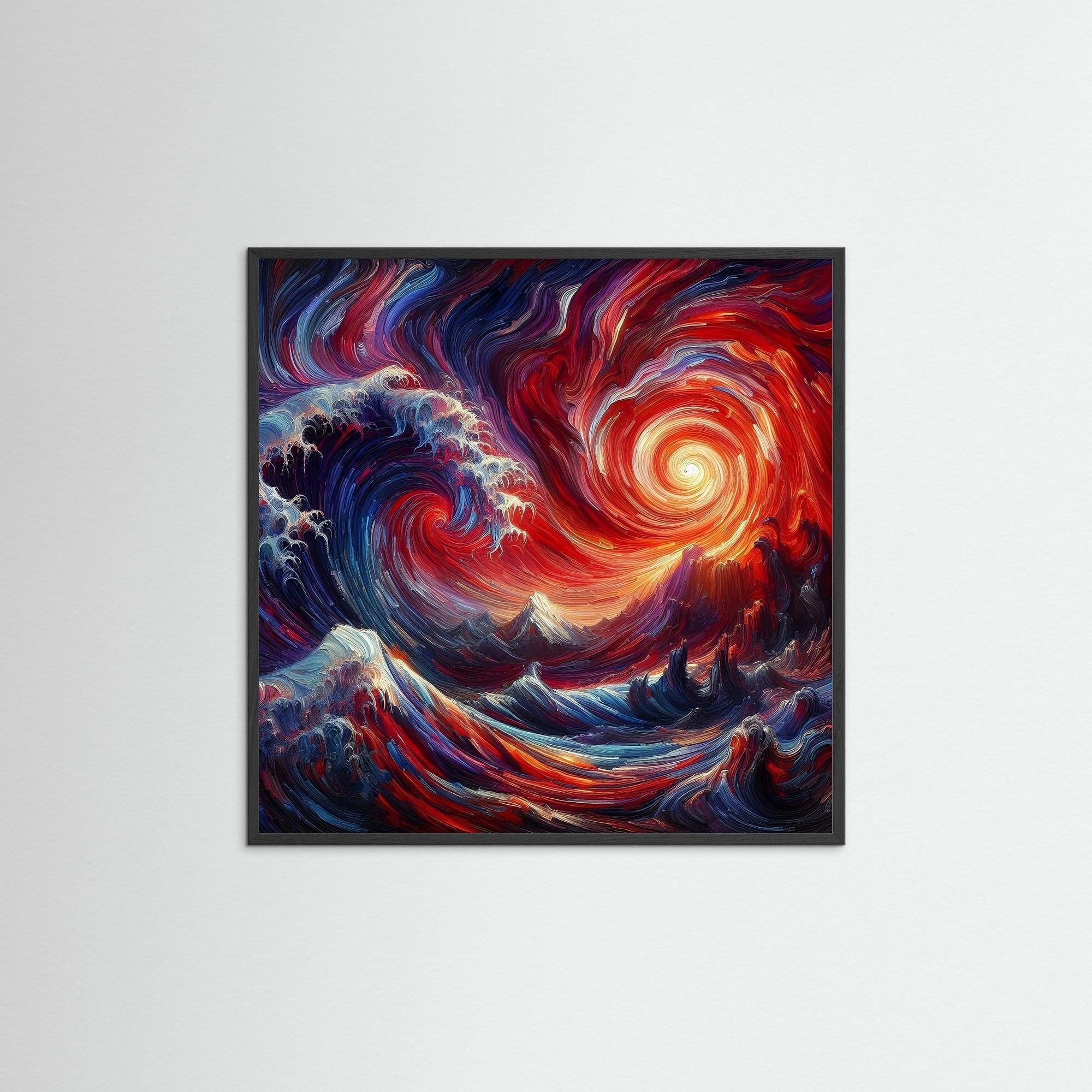Solar Tempest als Kunstwerk mit schwarzem Echtholzrahmen