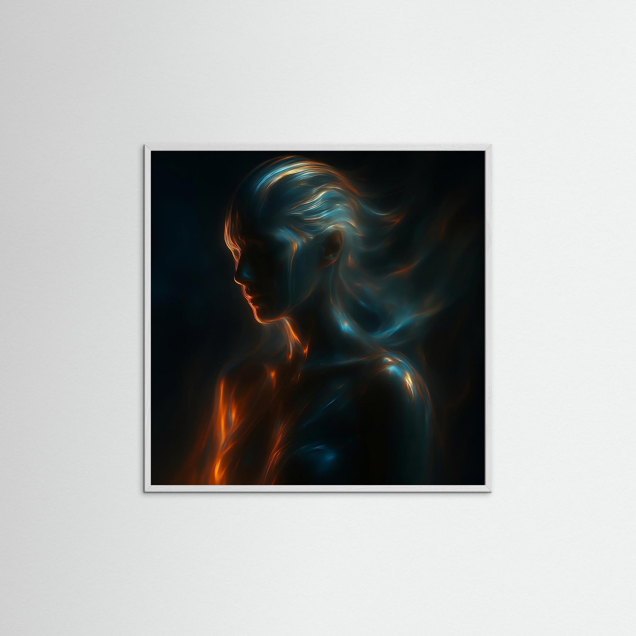 Solaris Glow als Kunstmotiv mit weißem Echtholzrahmen
