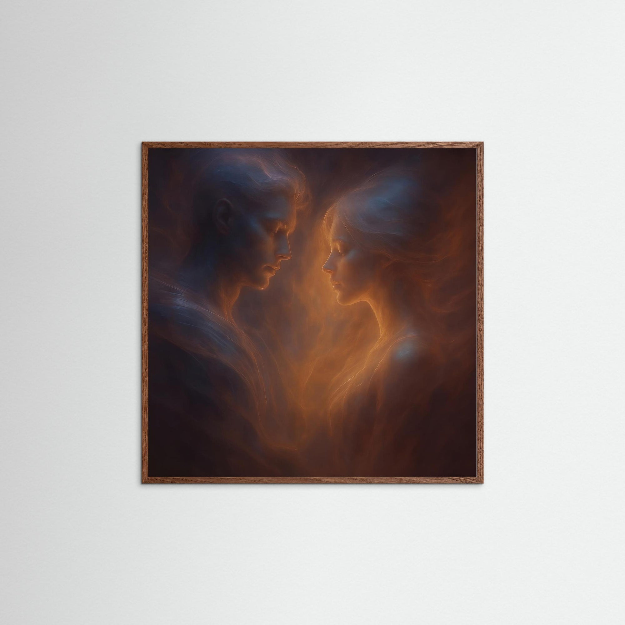Soulbound als Kunstmotiv mit Echtholzrahmen in Eiche Dunkel