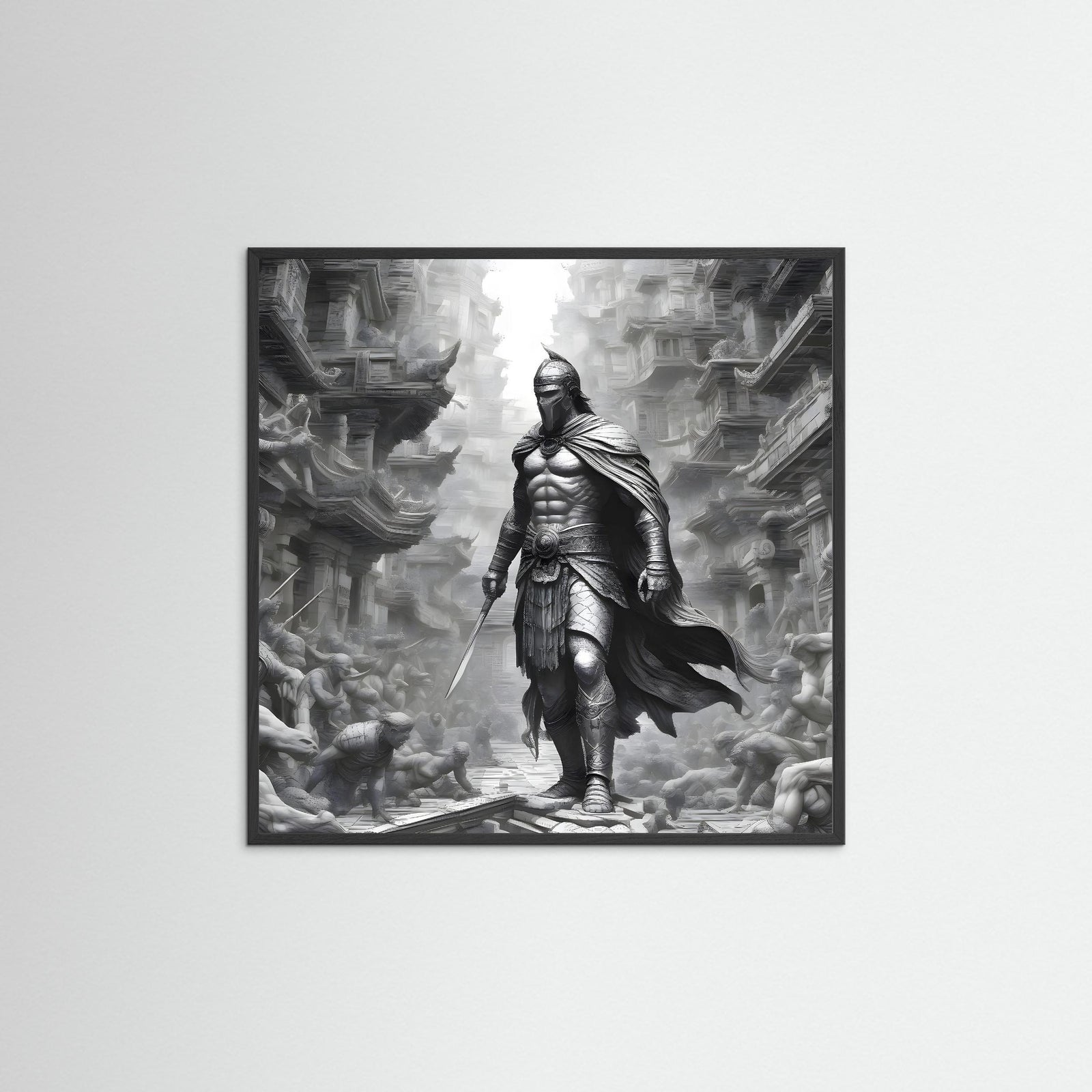Sparta als Kunstwerk mit schwarzem Echtholzrahmen