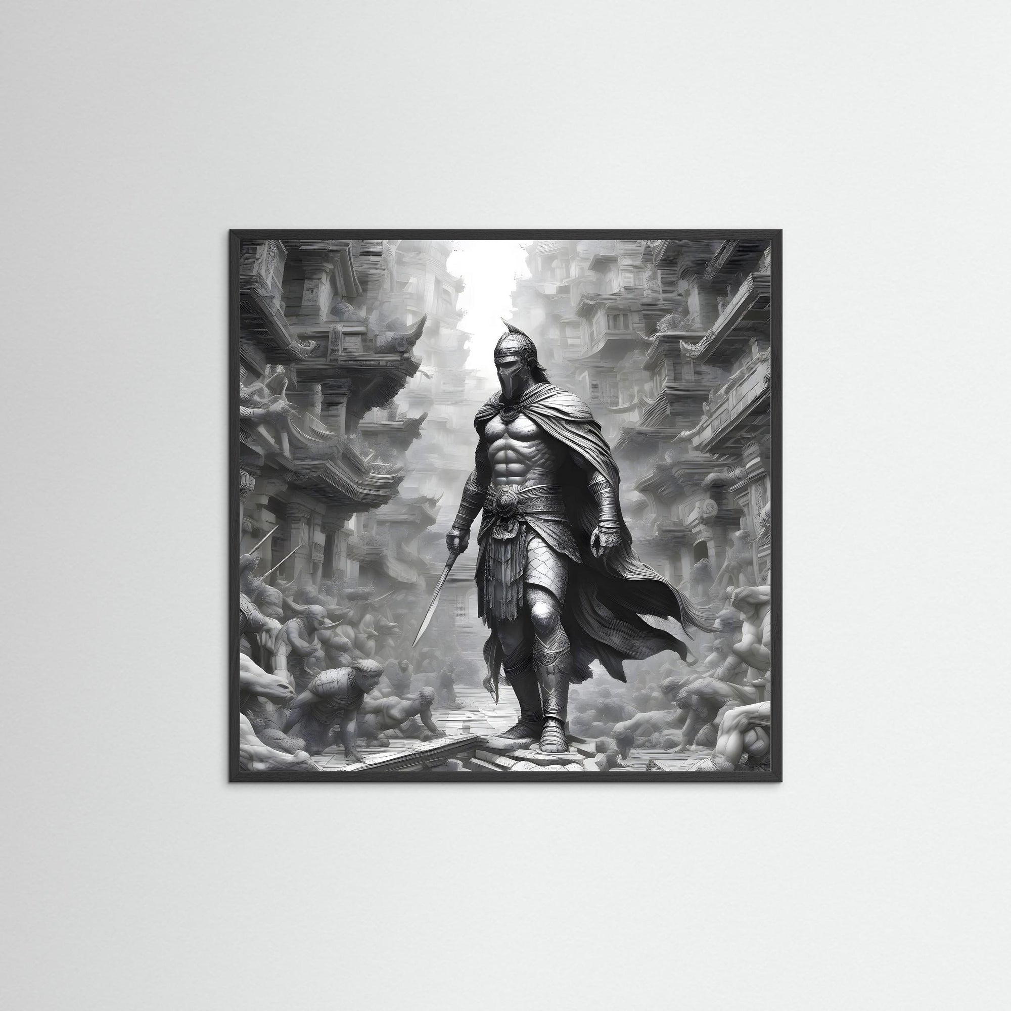 Sparta als Kunstwerk mit schwarzem Echtholzrahmen