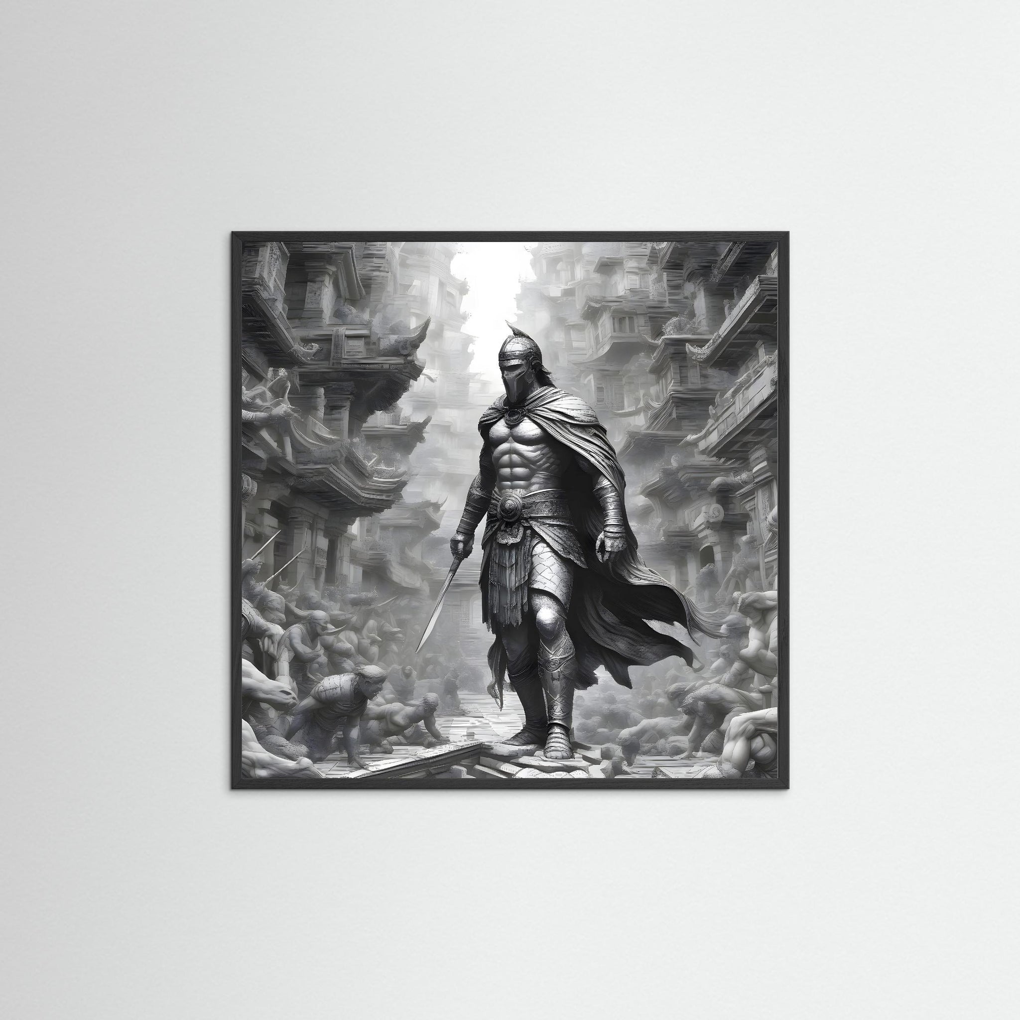 Sparta als Kunstwerk mit schwarzem Echtholzrahmen
