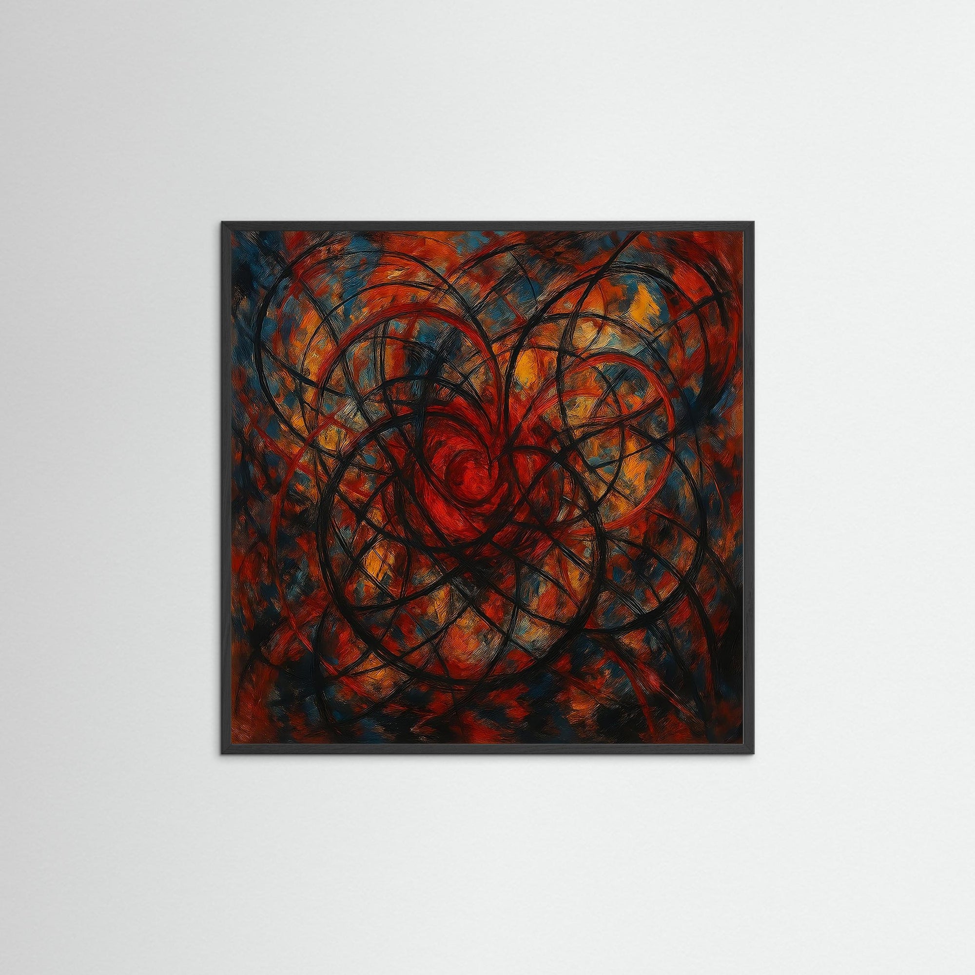 Spiral als Kunstwerk mit schwarzem Echtholzrahmen