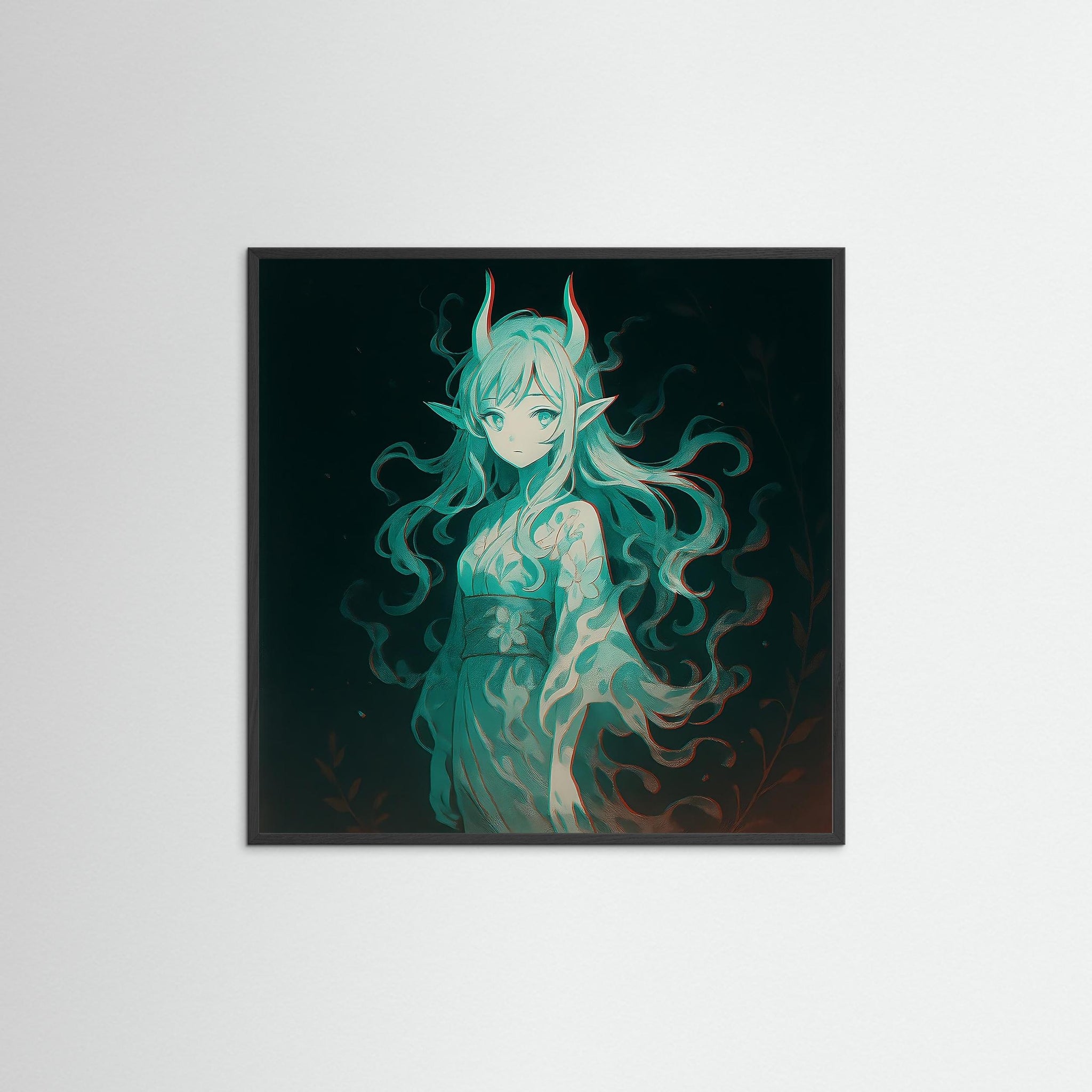 Spirit Bloom als Kunstwerk mit schwarzem Echtholzrahmen