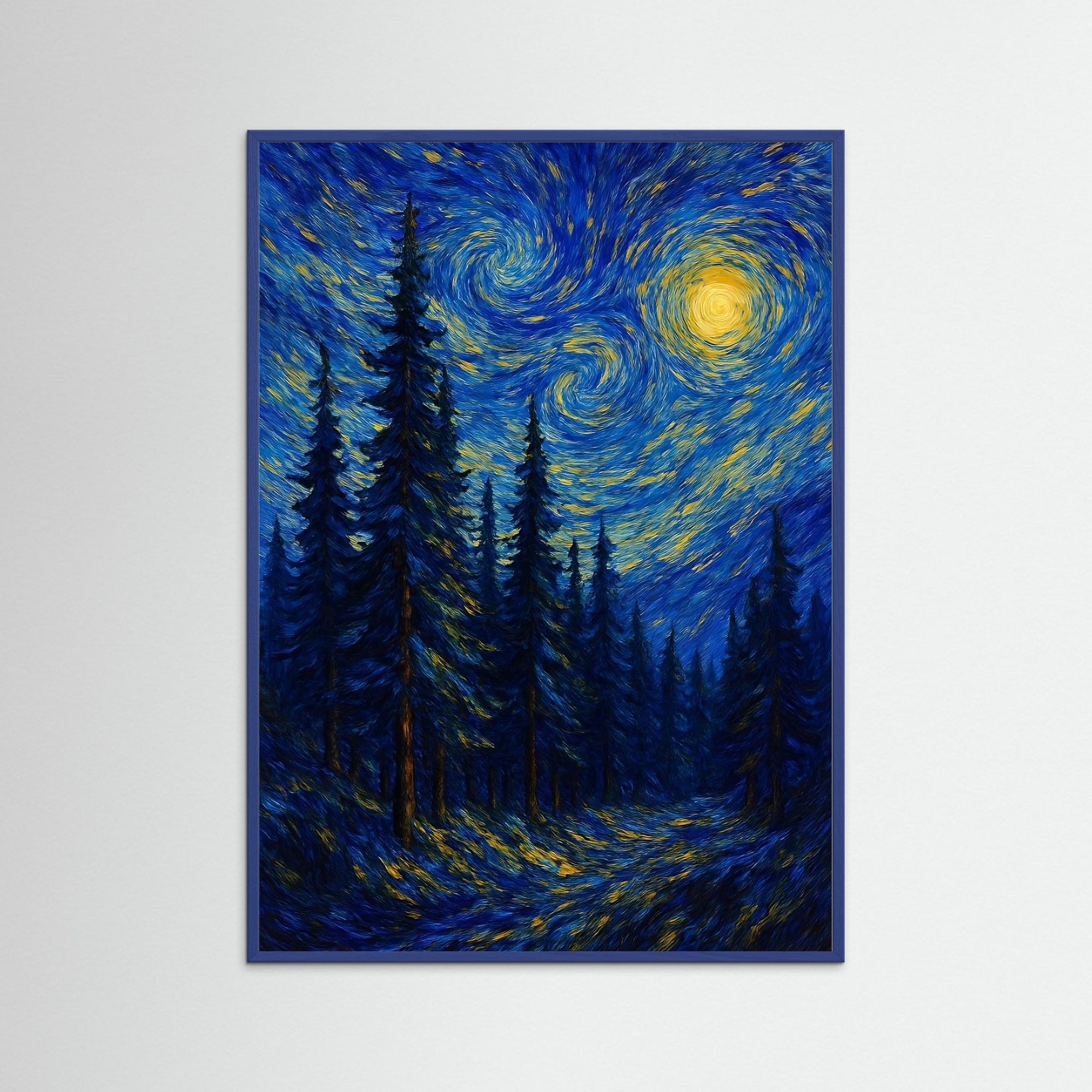 Star Whirl als Kunstmotiv mit blauem Echtholzrahmen