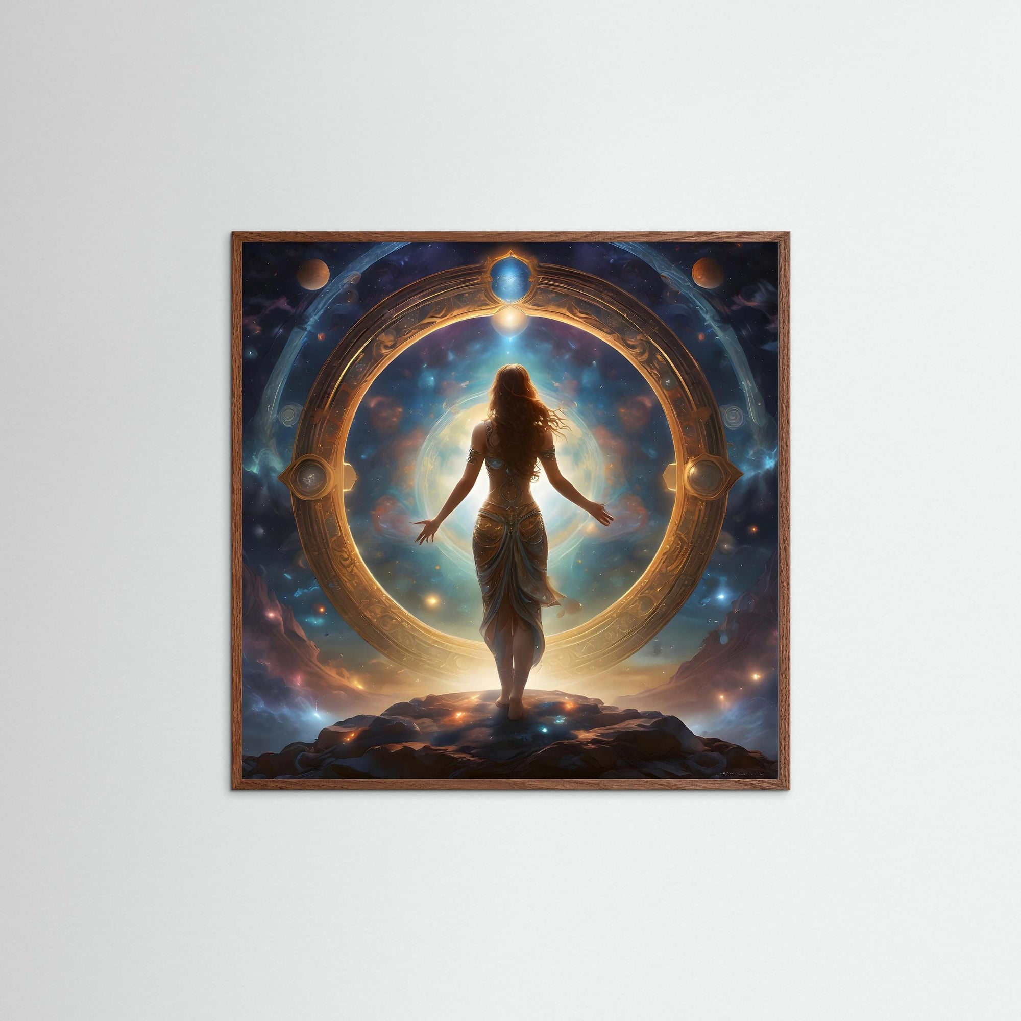 Stargate Oracle als Kunstmotiv mit Echtholzrahmen in Eiche Dunkel