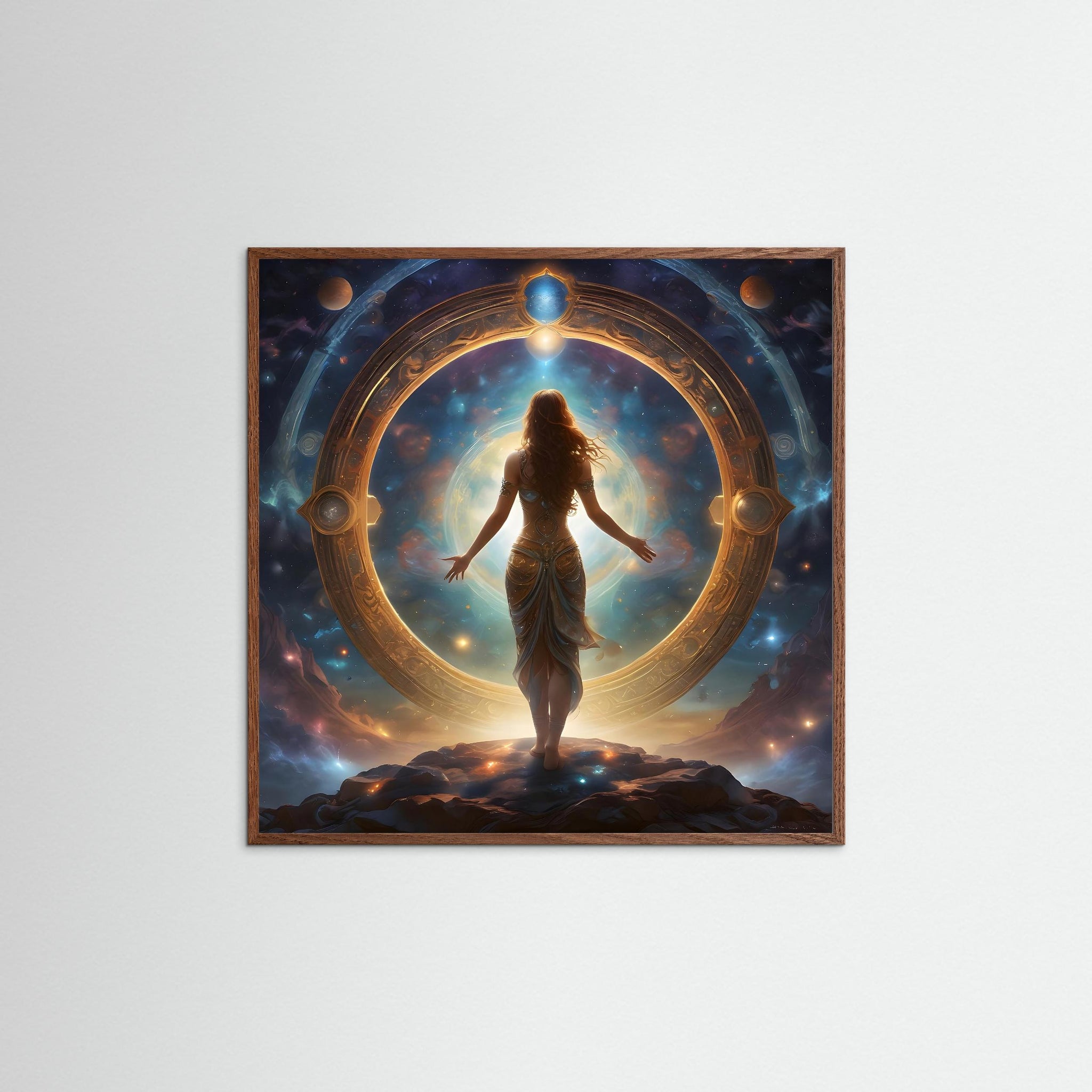 Stargate Oracle als Kunstmotiv mit Echtholzrahmen in Eiche Dunkel