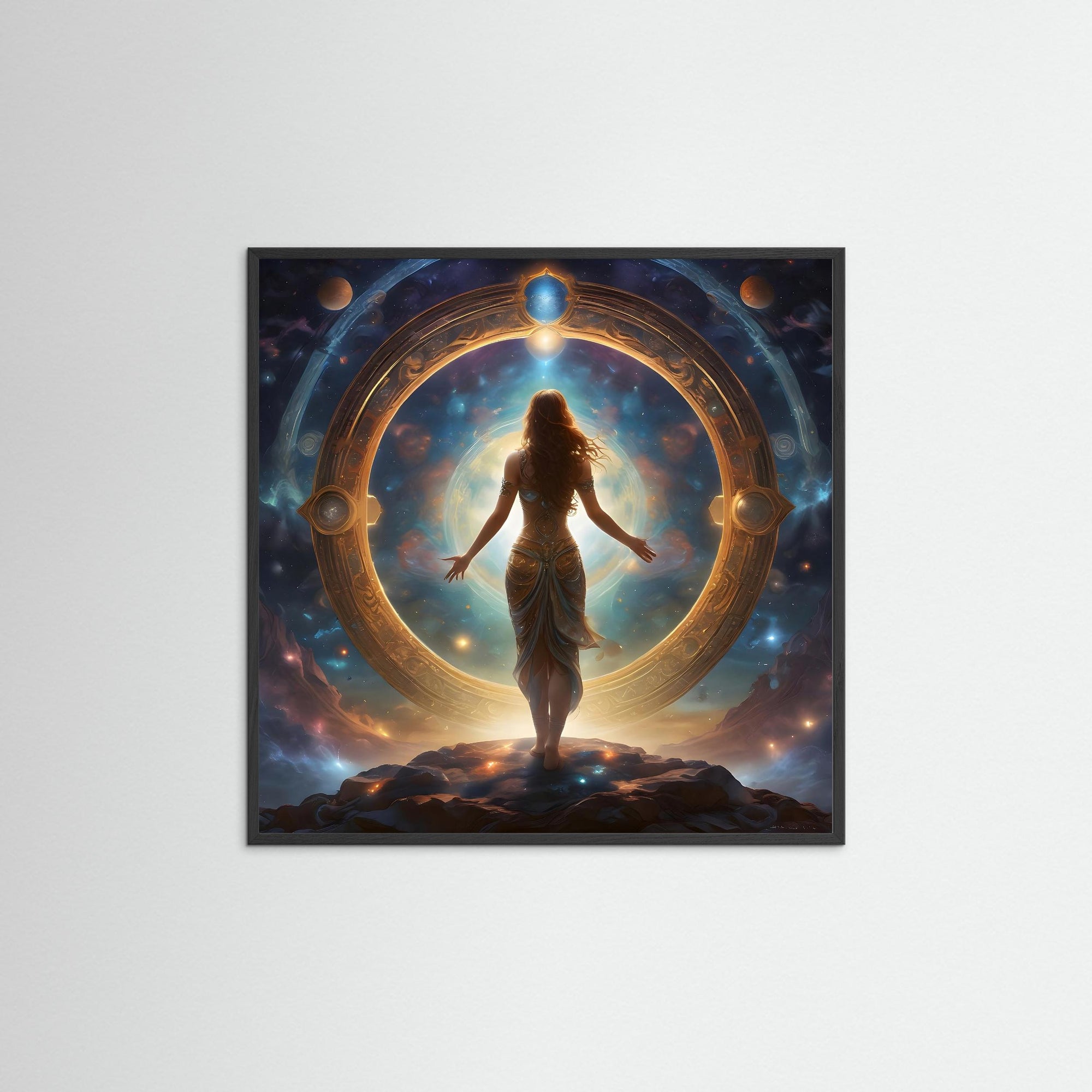 Stargate Oracle als Kunstwerk mit schwarzem Echtholzrahmen
