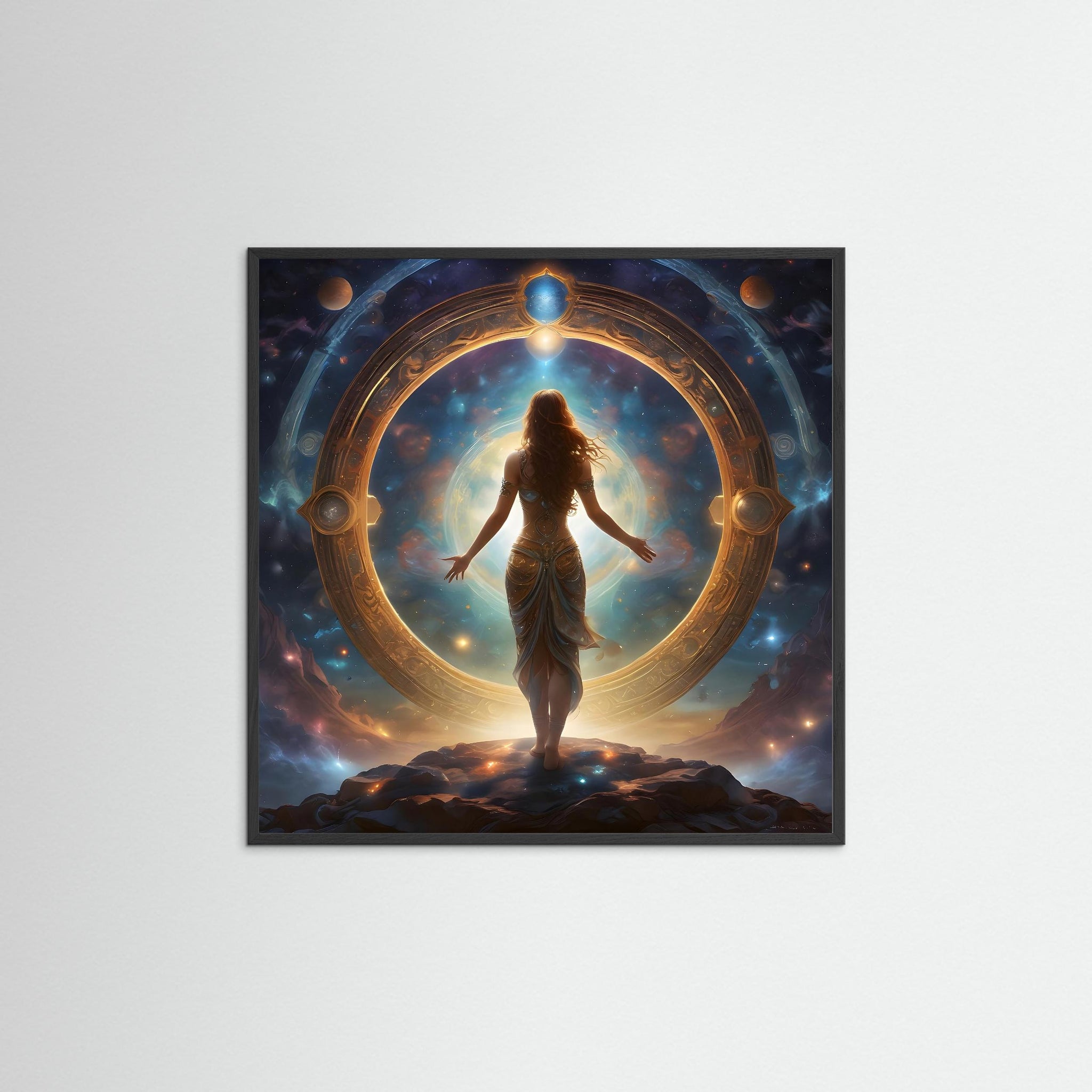 Stargate Oracle als Kunstwerk mit schwarzem Echtholzrahmen