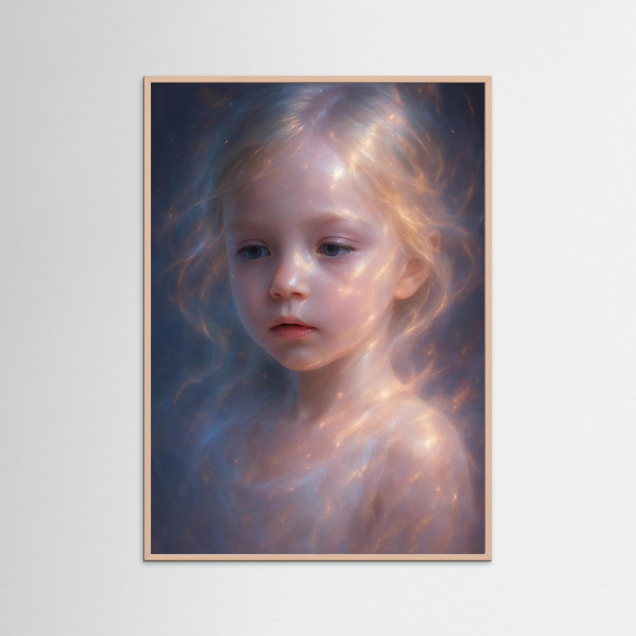 Starlit Child als Kunstmotiv mit Echtholzrahmen in Rose