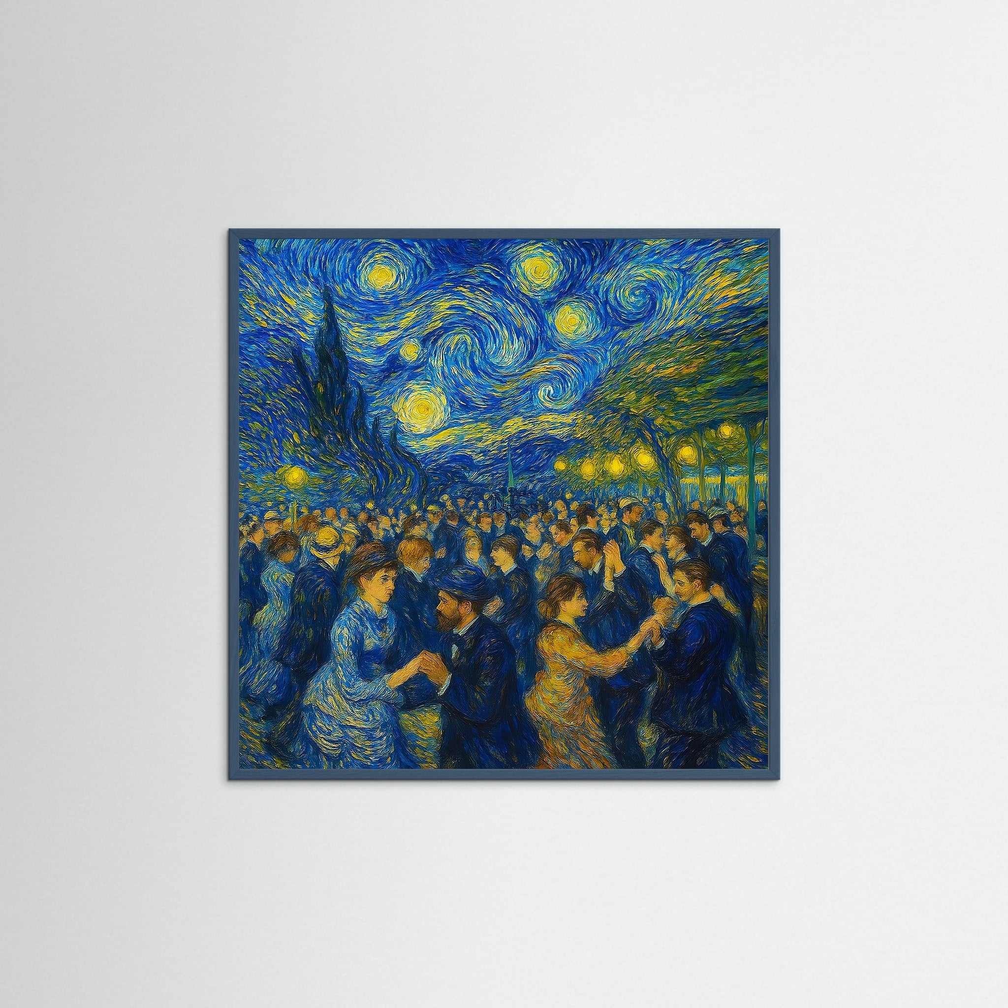 Starry Dance als Kunstmotiv mit Echtholzrahmen in Teal