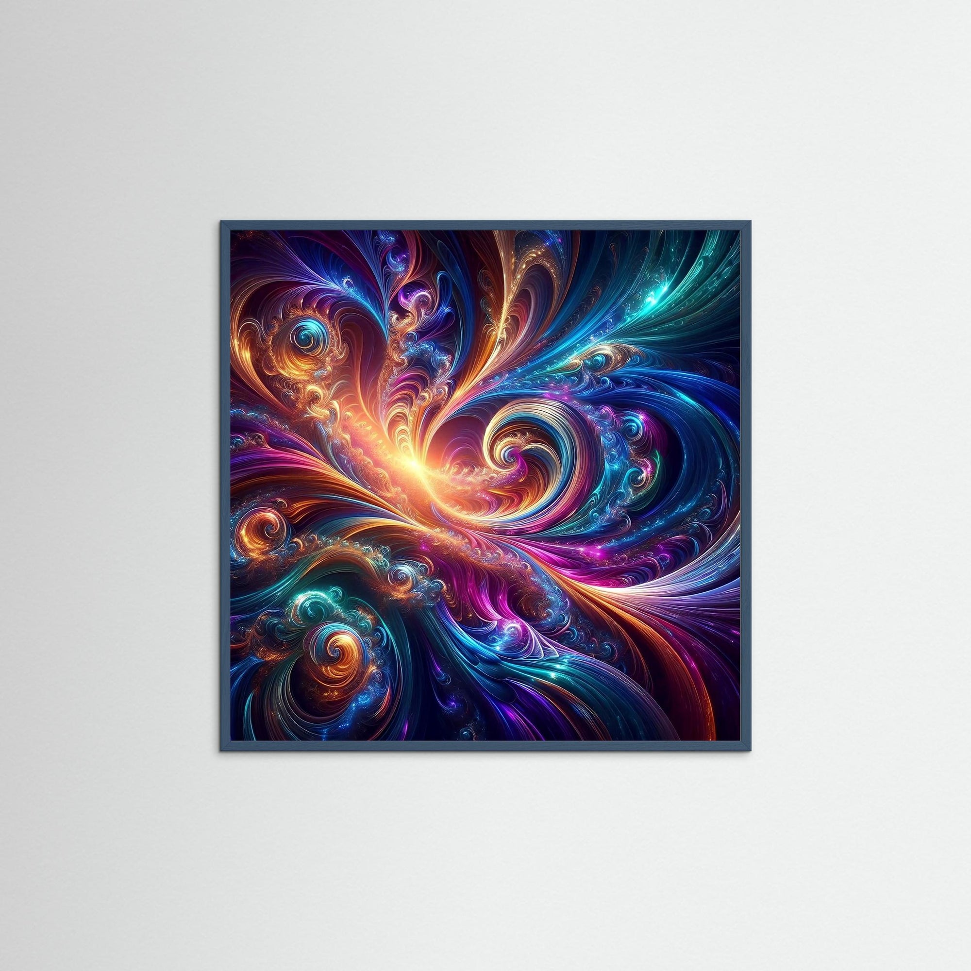 Stellar Swirl als Kunstdruck mit Echtholzrahmen in Teal