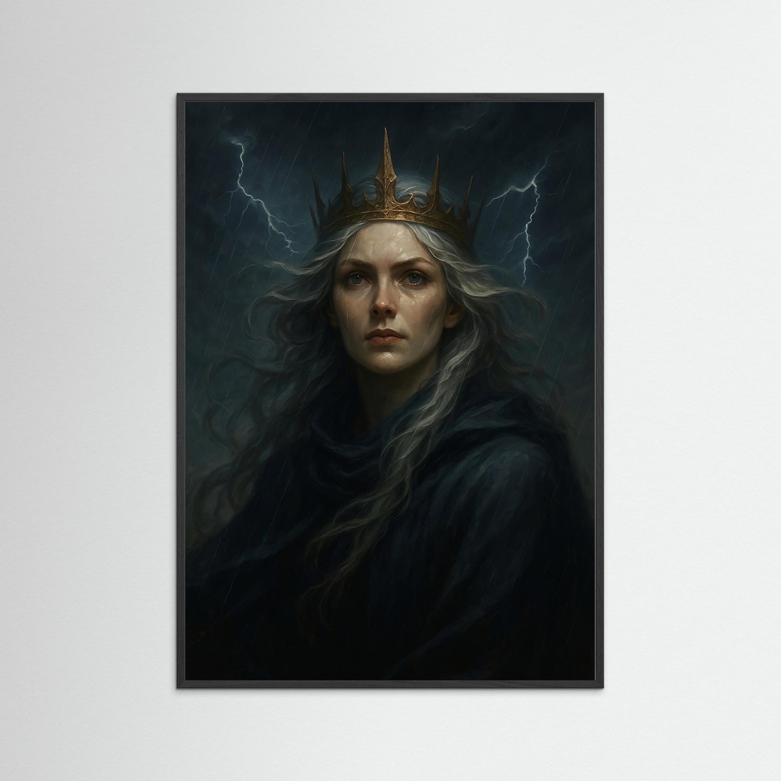 Storm Crown als Kunstwerk mit schwarzem Echtholzrahmen