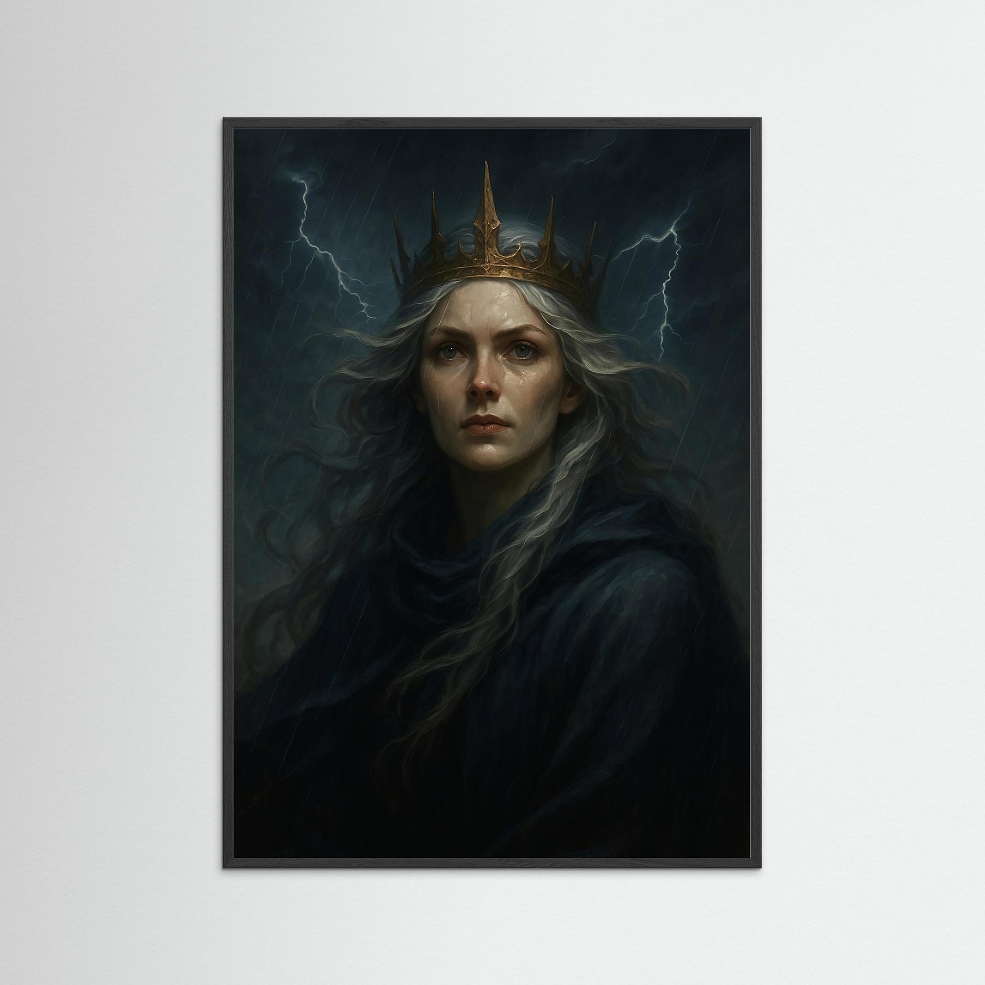 Storm Crown als Kunstwerk mit schwarzem Echtholzrahmen
