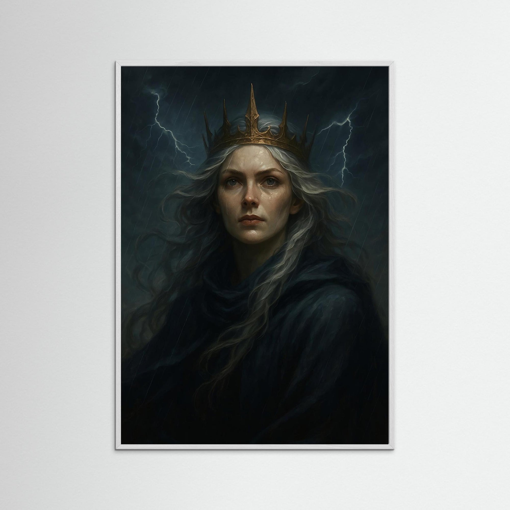 Storm Crown als Kunstmotiv mit weißem Echtholzrahmen