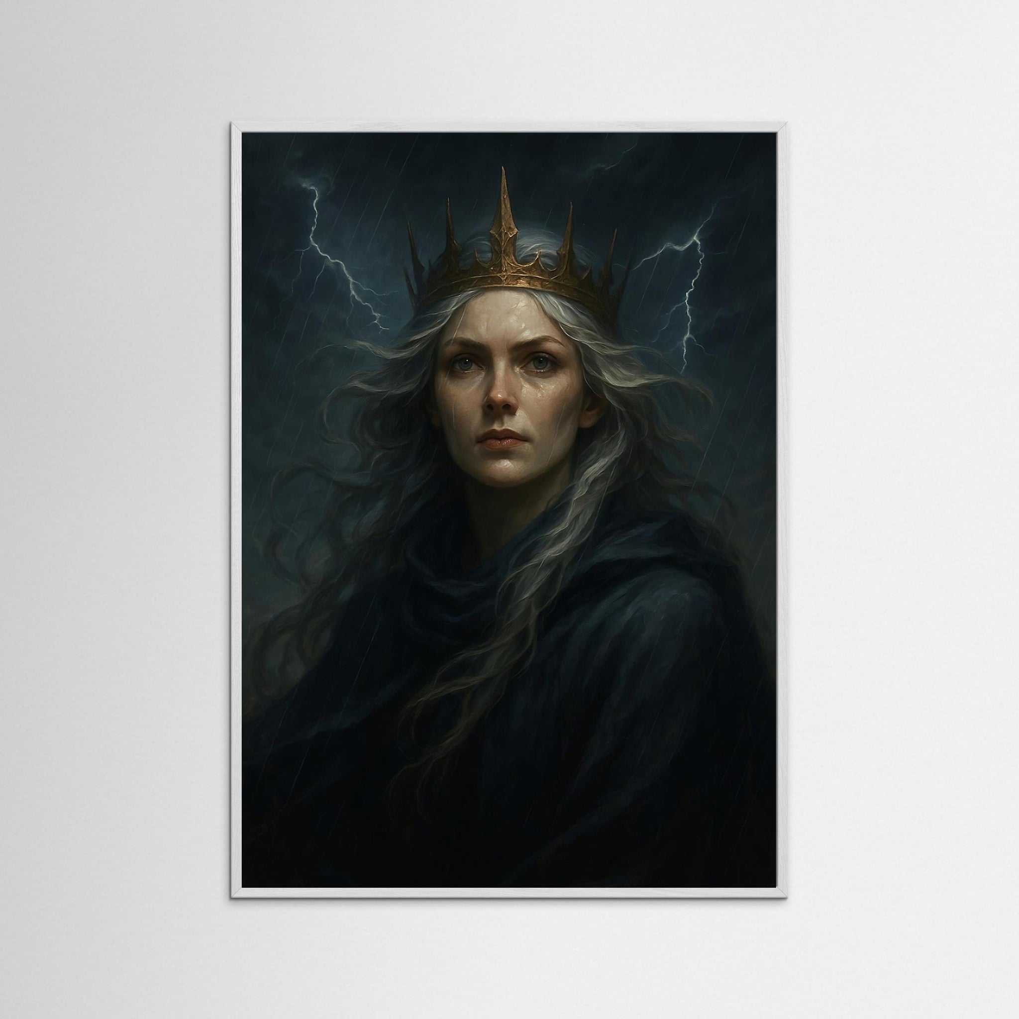 Storm Crown als Kunstmotiv mit weißem Echtholzrahmen