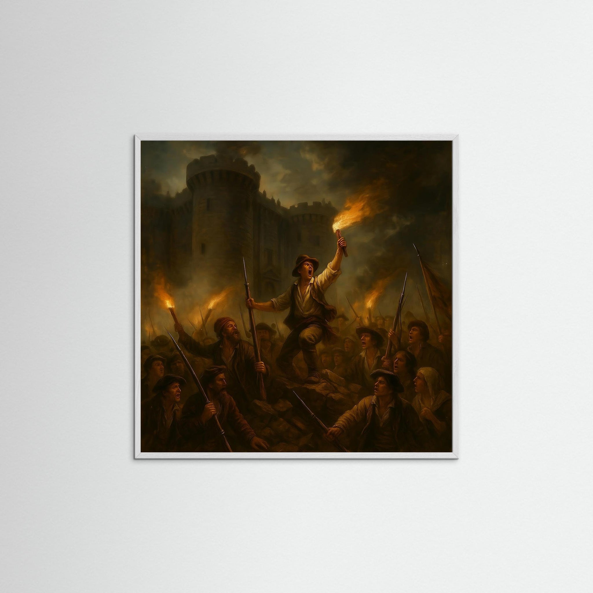Storm the Bastille als Kunstmotiv mit weißem Echtholzrahmen
