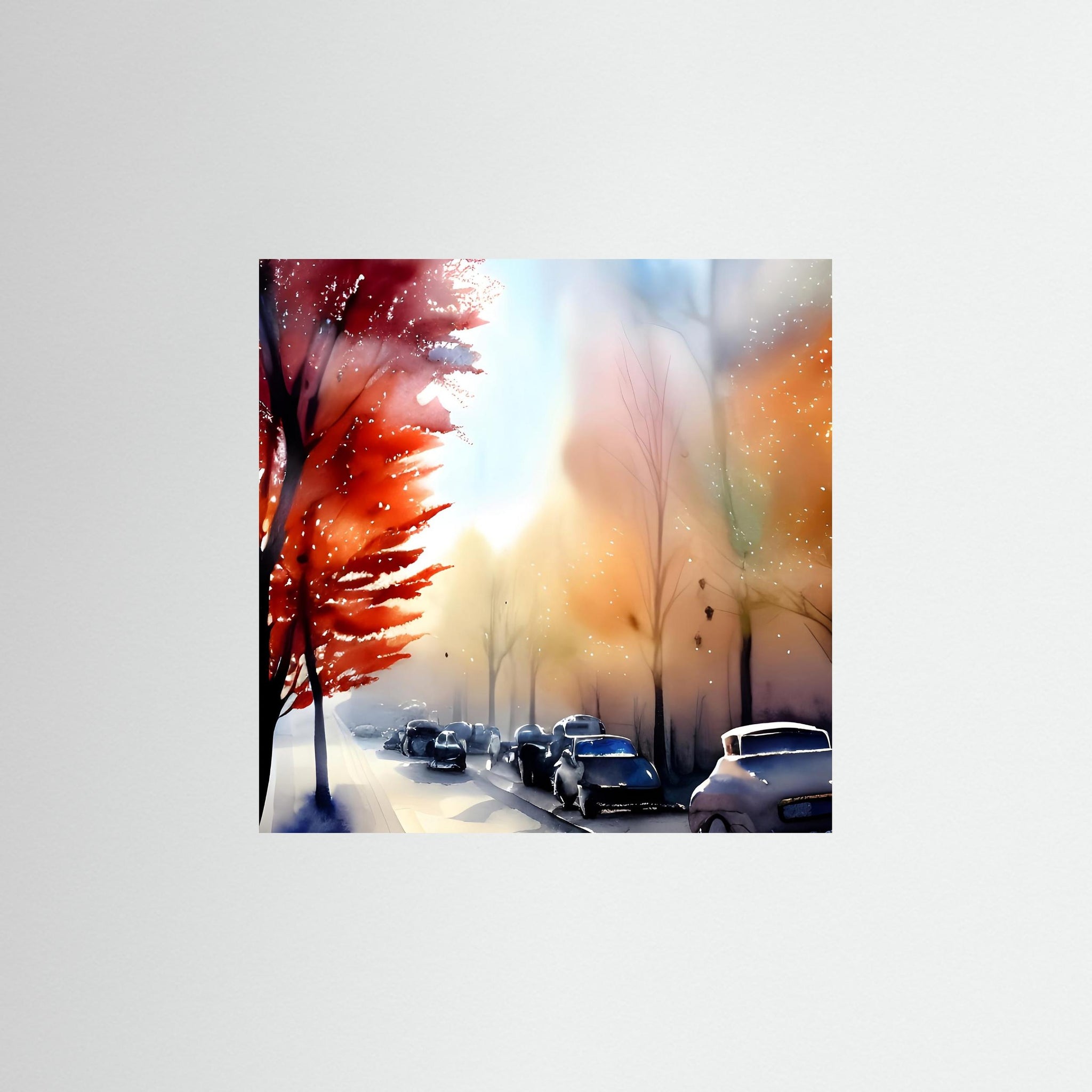 Straße im Nebel als rahmenlose Wandkunst