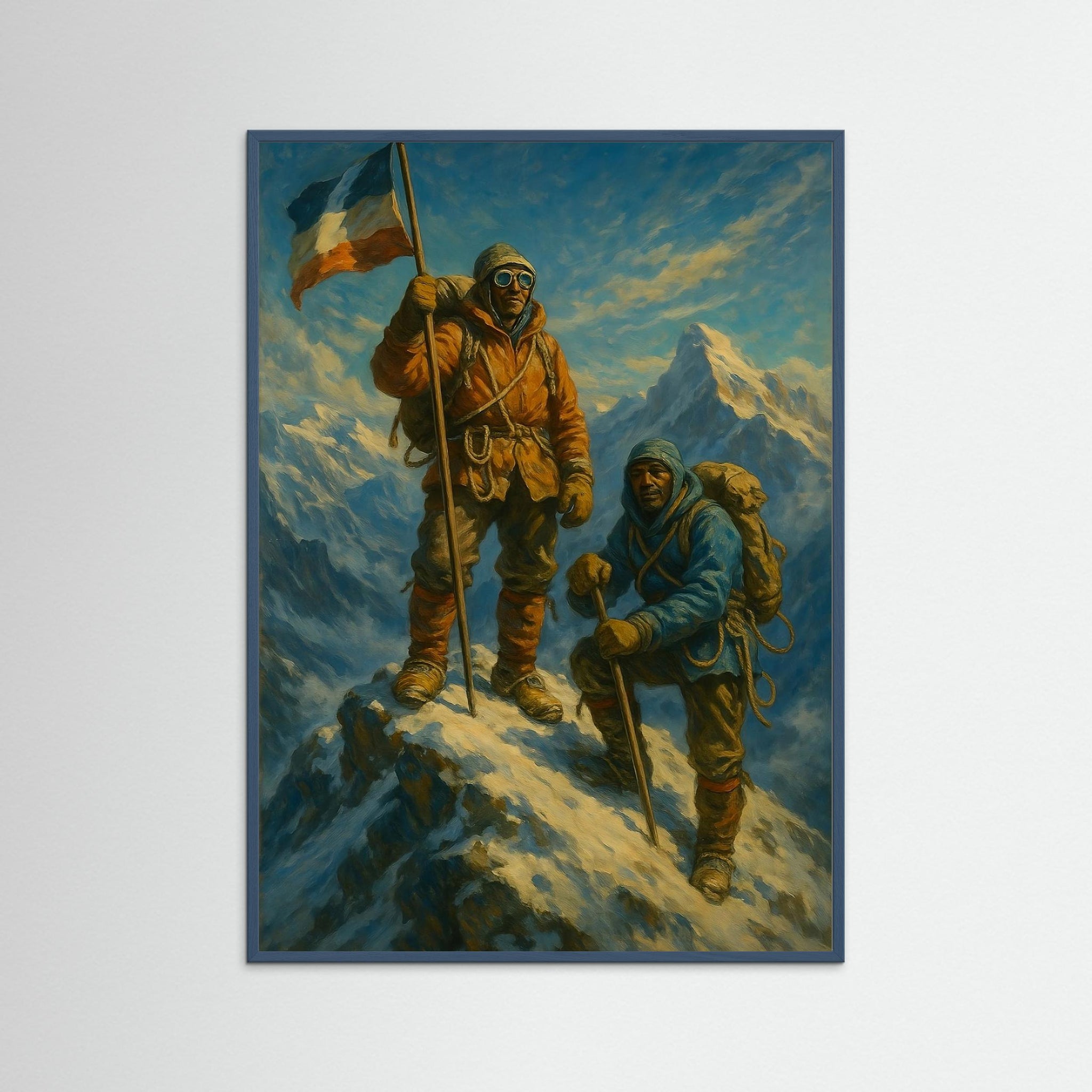 Summit Conquerors als Kunstwerk mit Echtholzrahmen in Teal