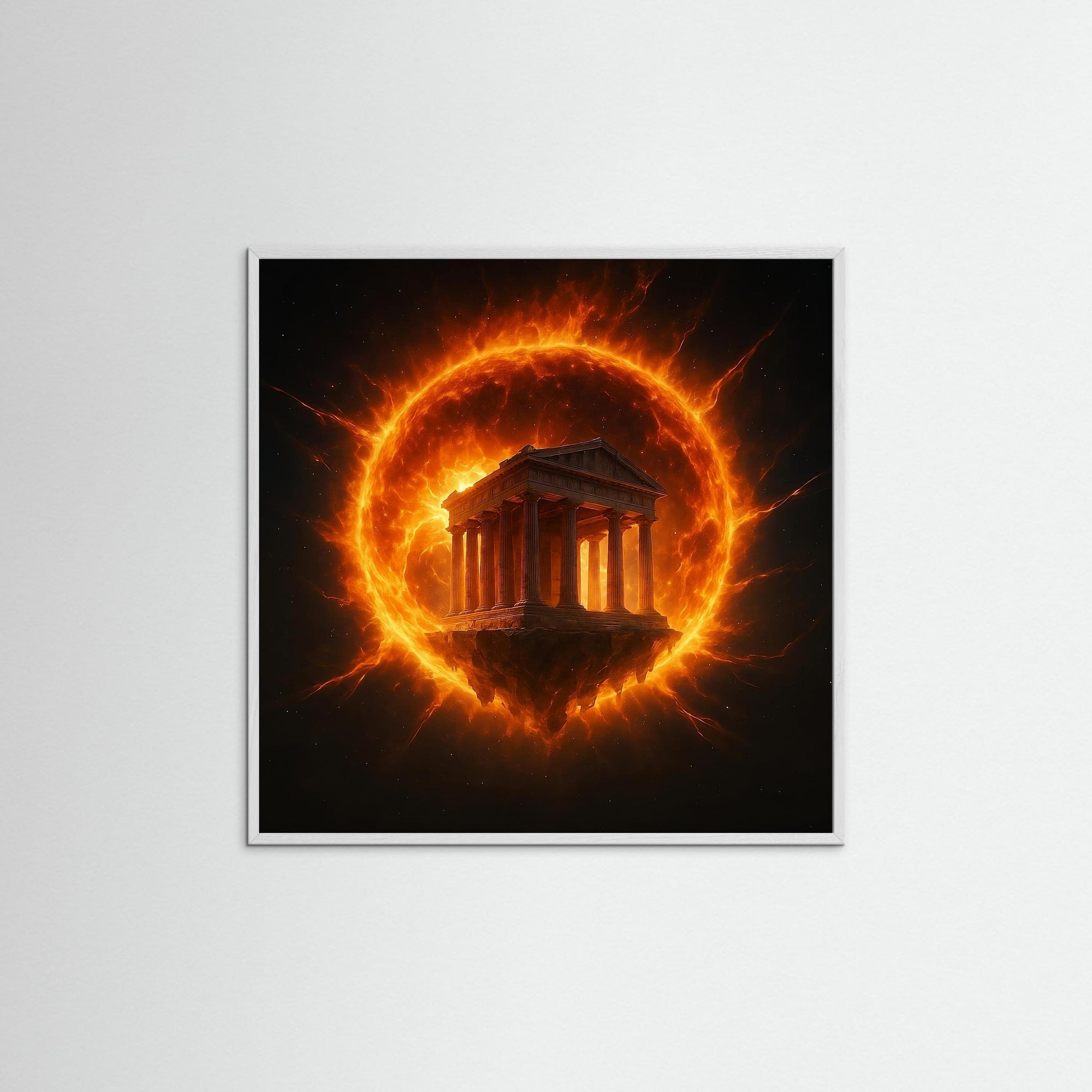 Temple of the Solar Flame als Kunstmotiv mit weißem Echtholzrahmen
