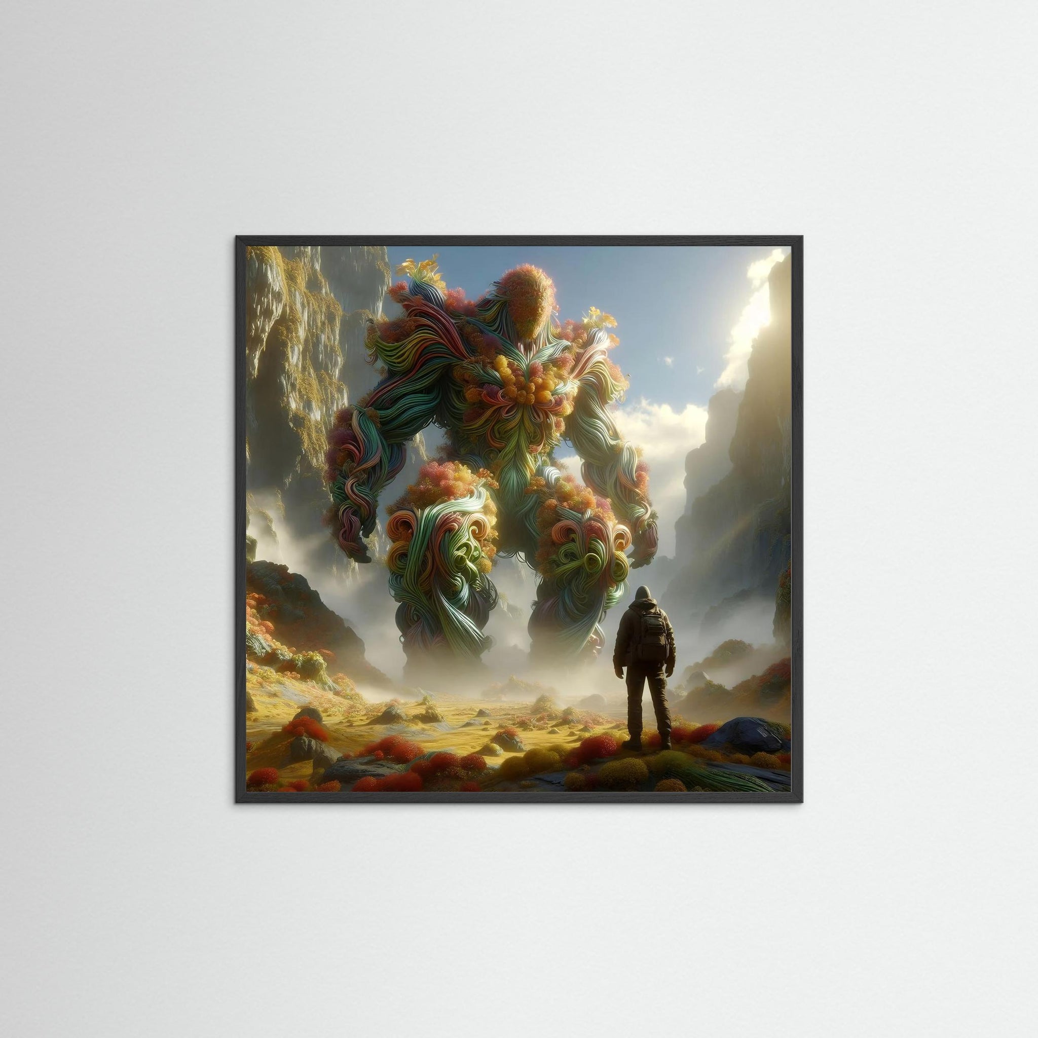 The Blooming Titan als Kunstwerk mit schwarzem Echtholzrahmen