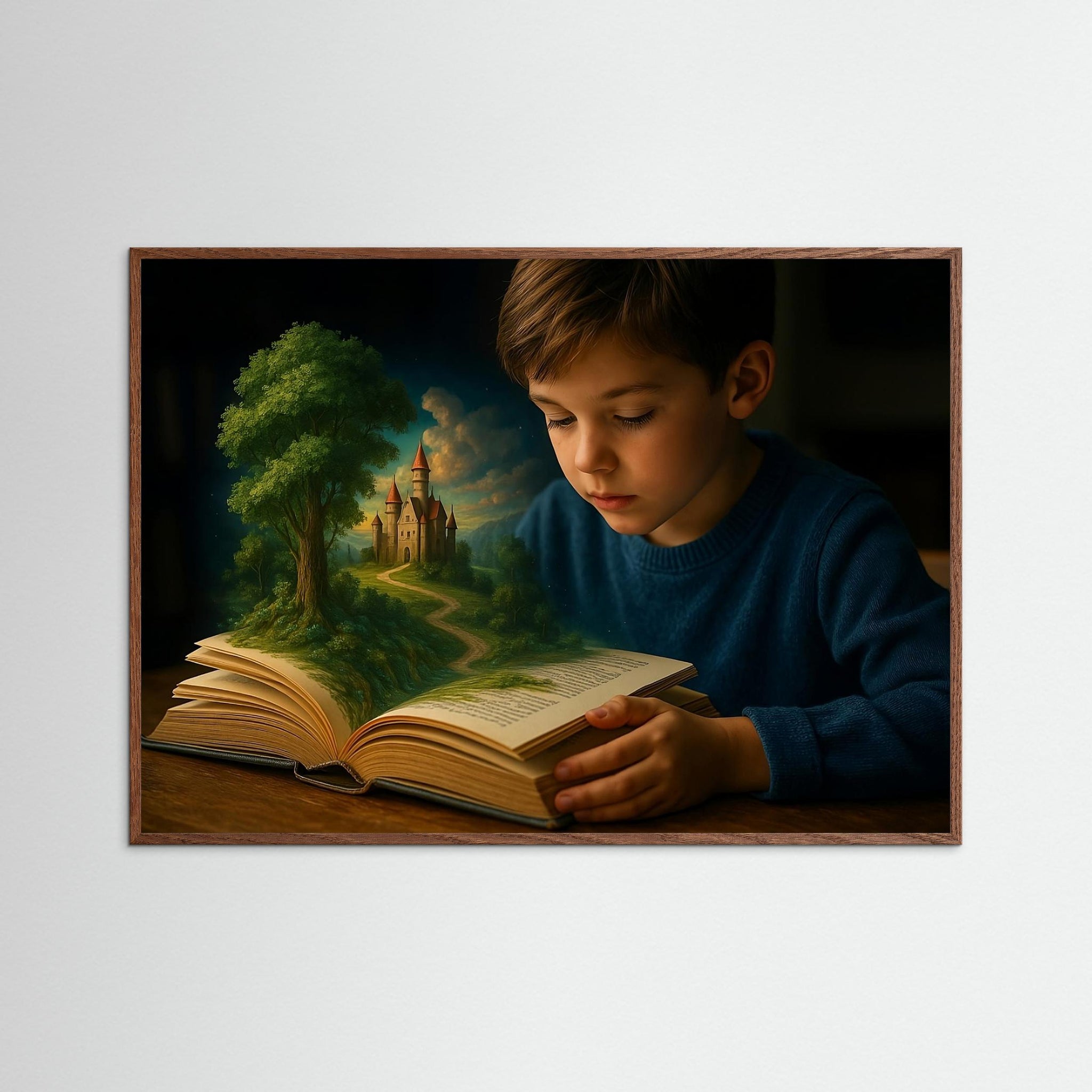 The Book of Dreams als Kunstmotiv mit Echtholzrahmen in Eiche Dunkel