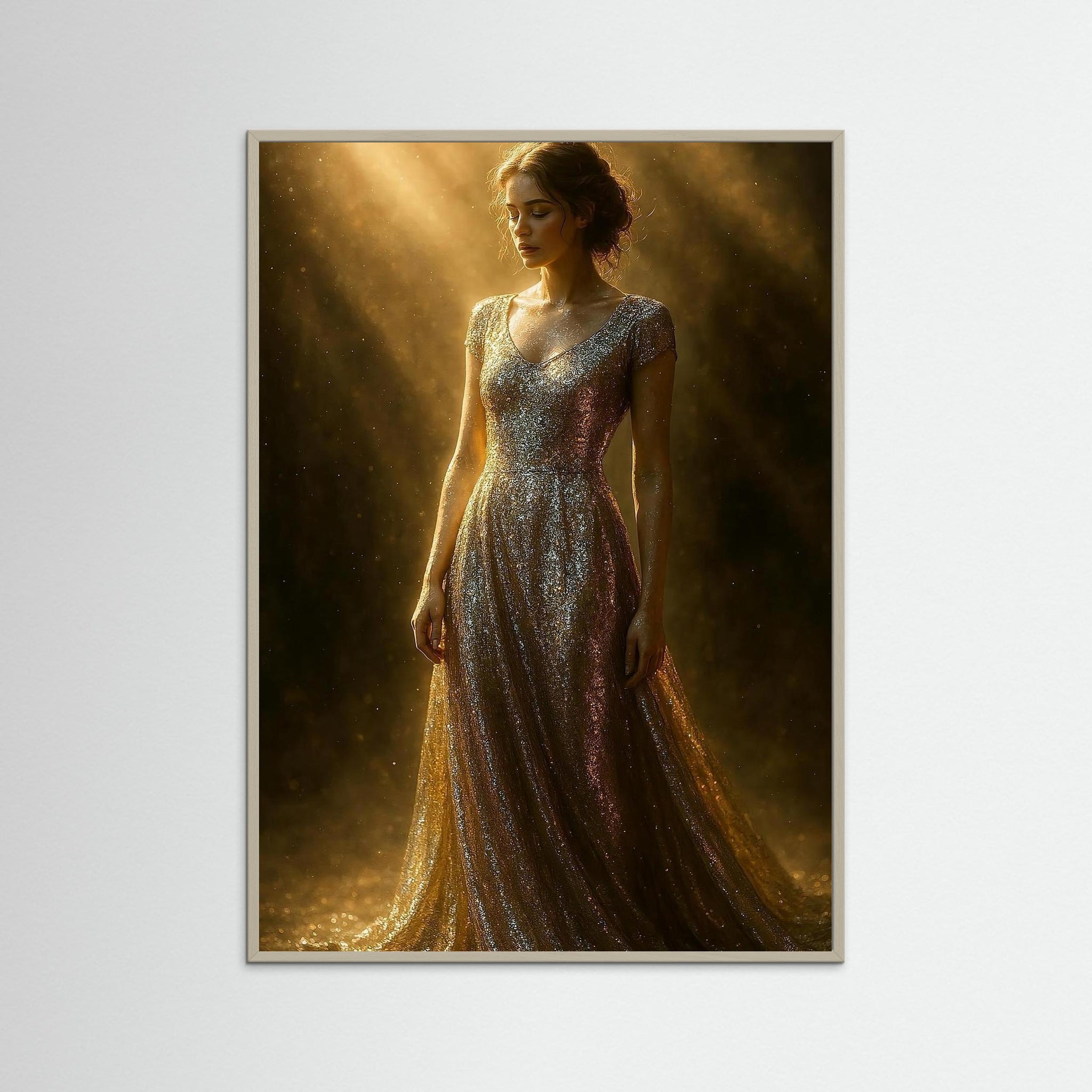 The Gilded Dream als Kunstwerk mit grauem Echtholzrahmen