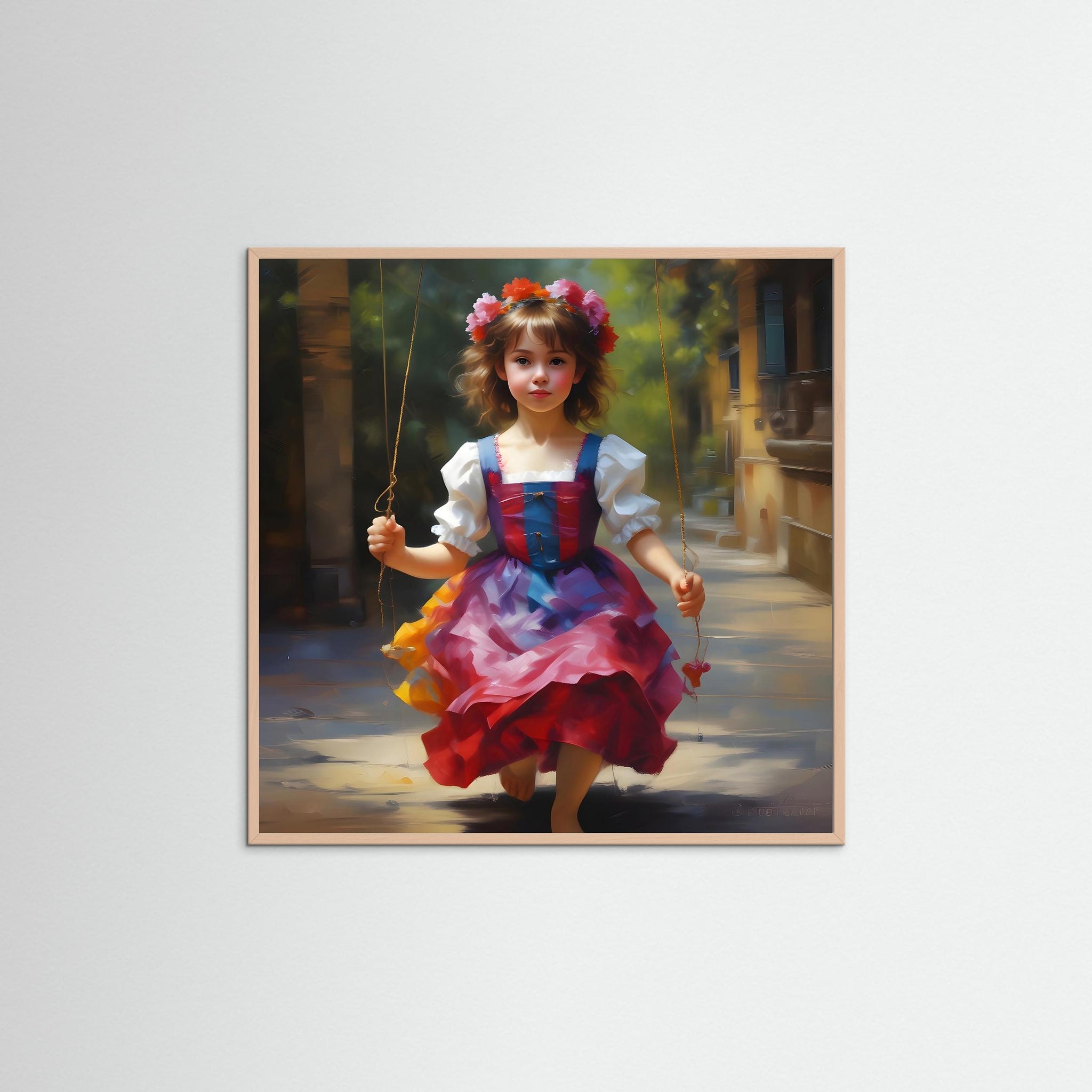The Joyful Stroll als Kunstmotiv mit Echtholzrahmen in Rose