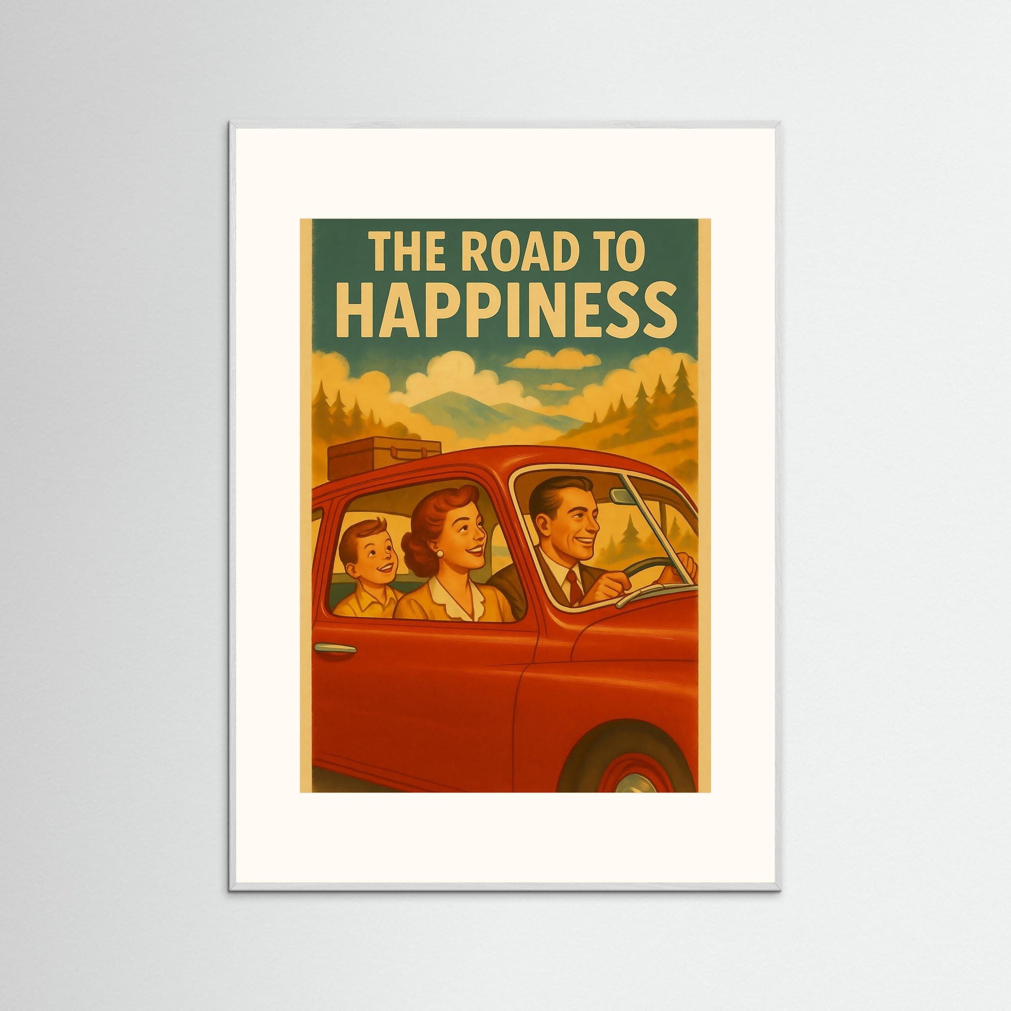 The Road to Happiness als Kunstmotiv mit weißem Echtholzrahmen