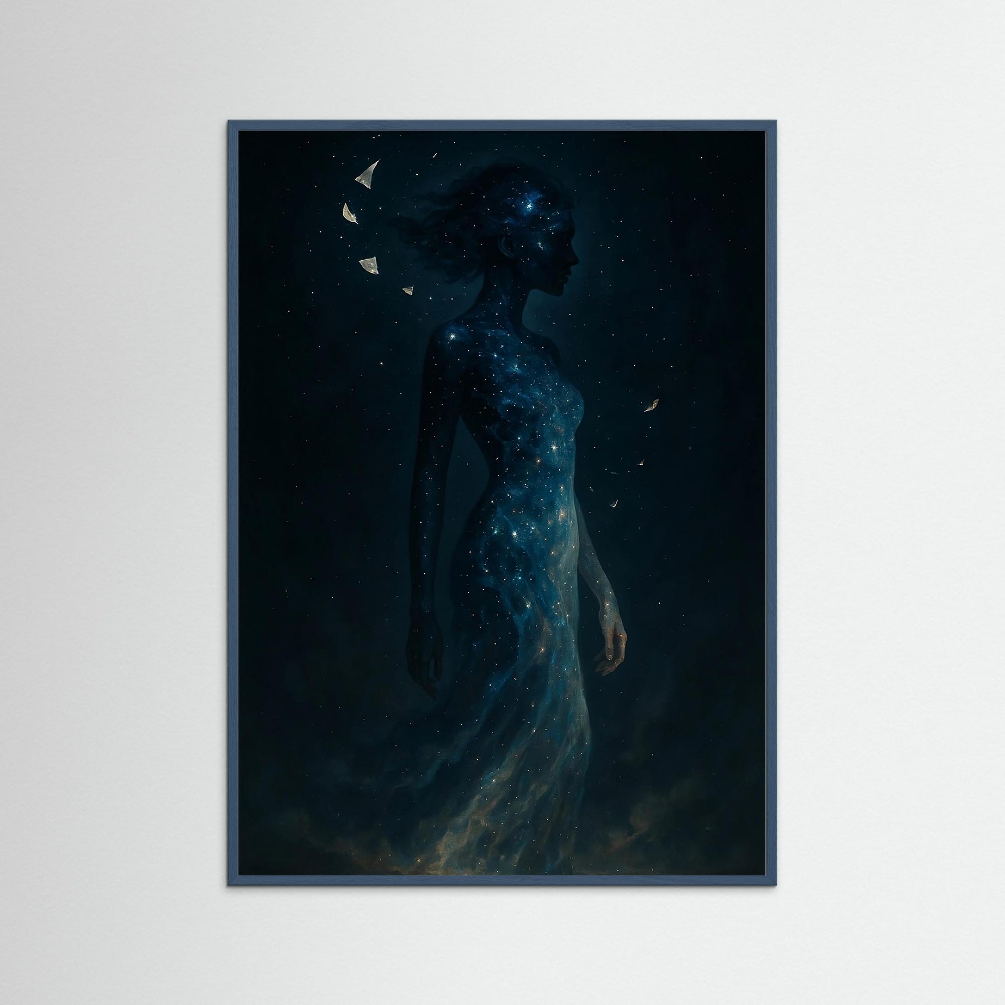 The Shape of Stars als Kunstmotiv mit Echtholzrahmen in Teal