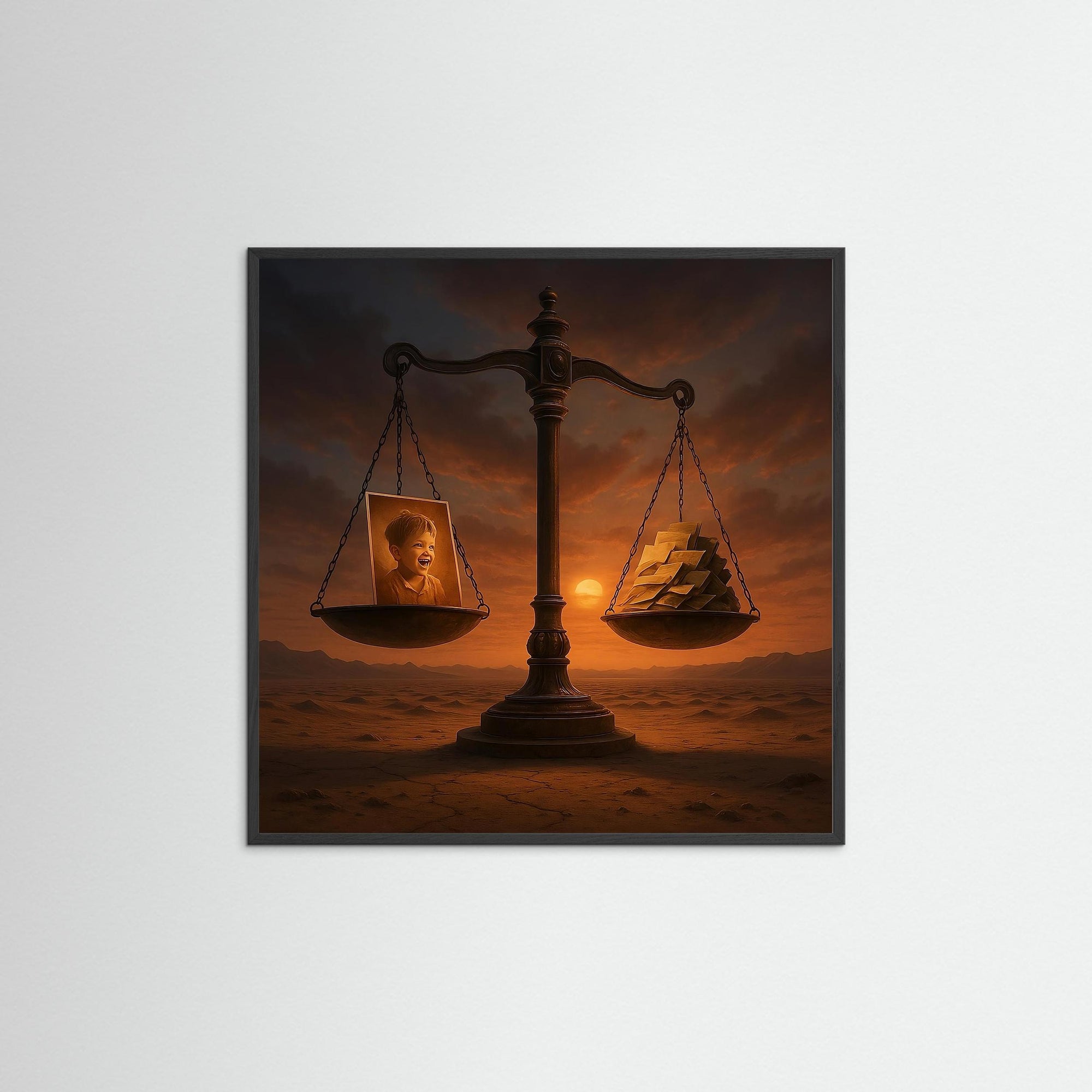 The Weight of Time als Kunstwerk mit schwarzem Echtholzrahmen