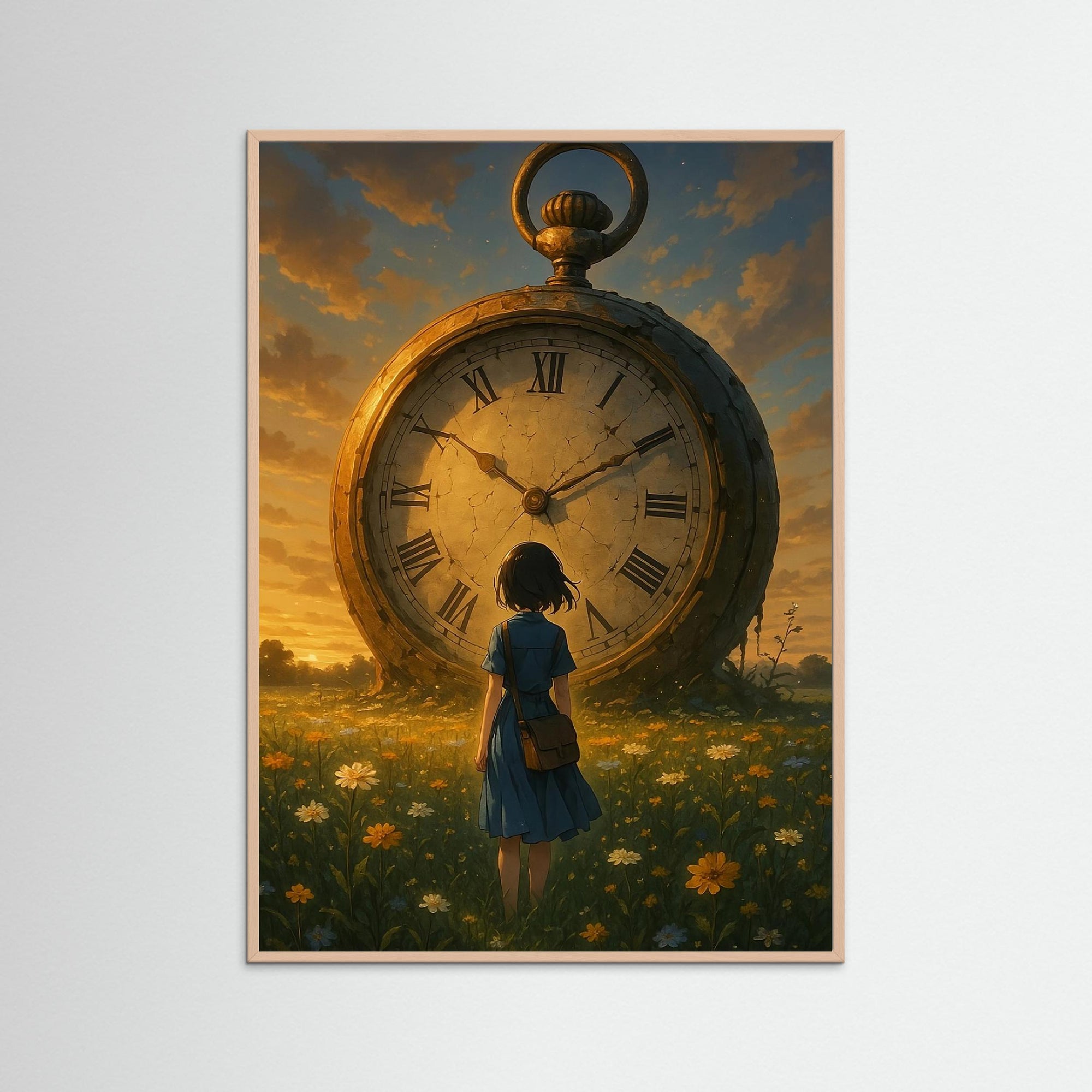 Time Bloom als Kunstdruck mit Echtholzrahmen in Rose